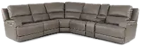 Rushton Lontra Brown Leather 6 Piece Power Reclining Sectional