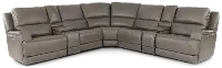 Rushton Lontra Brown Leather 7 Piece Power Reclining Sectional with Multimedia Console