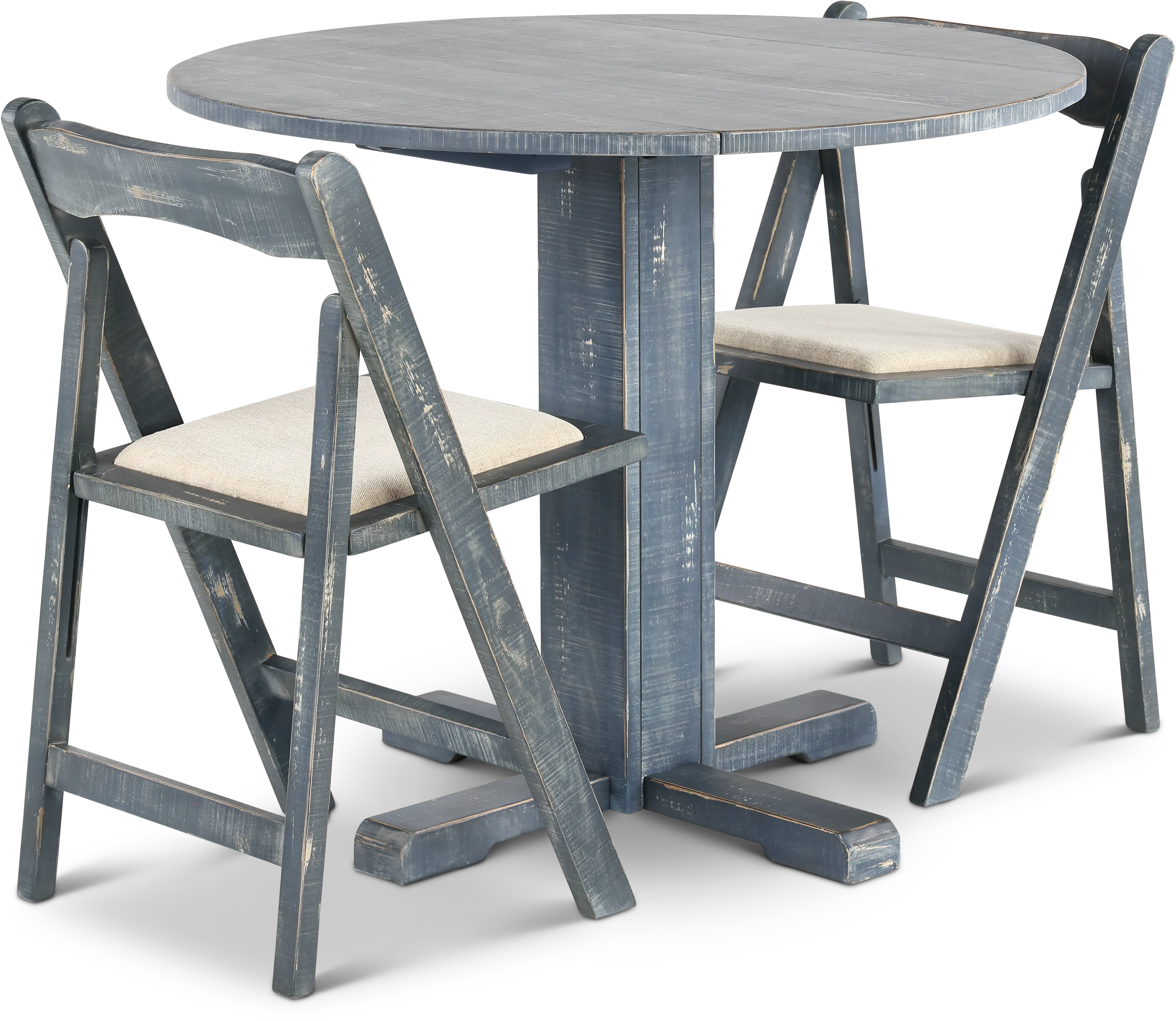 Beach Haven Blue 3 Piece Drop-Leaf Dining Set-4