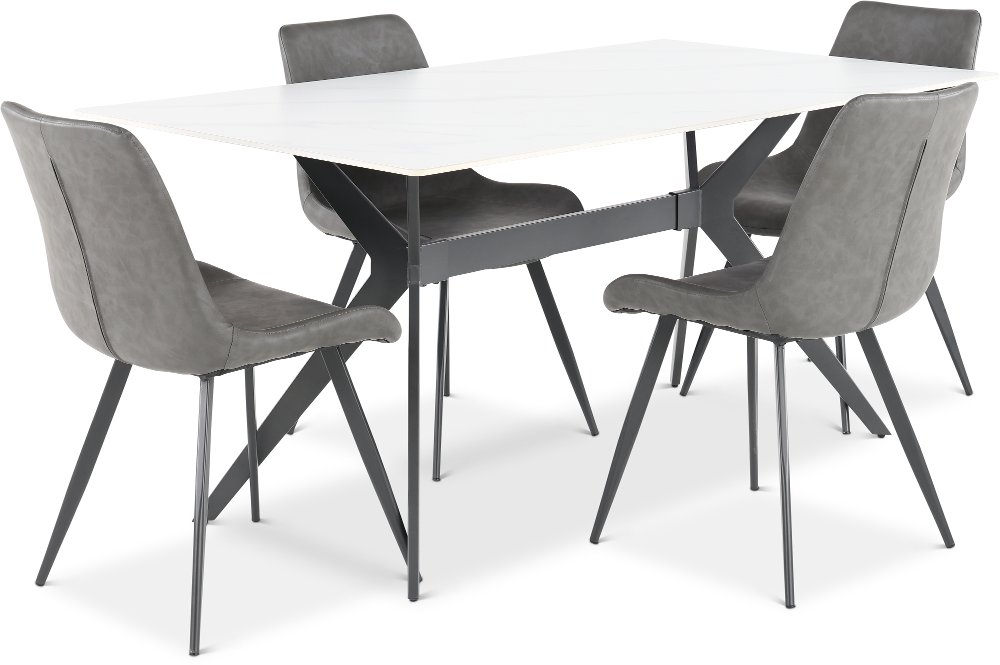 Brixley White and Dark Gray 5 Piece Dining Set