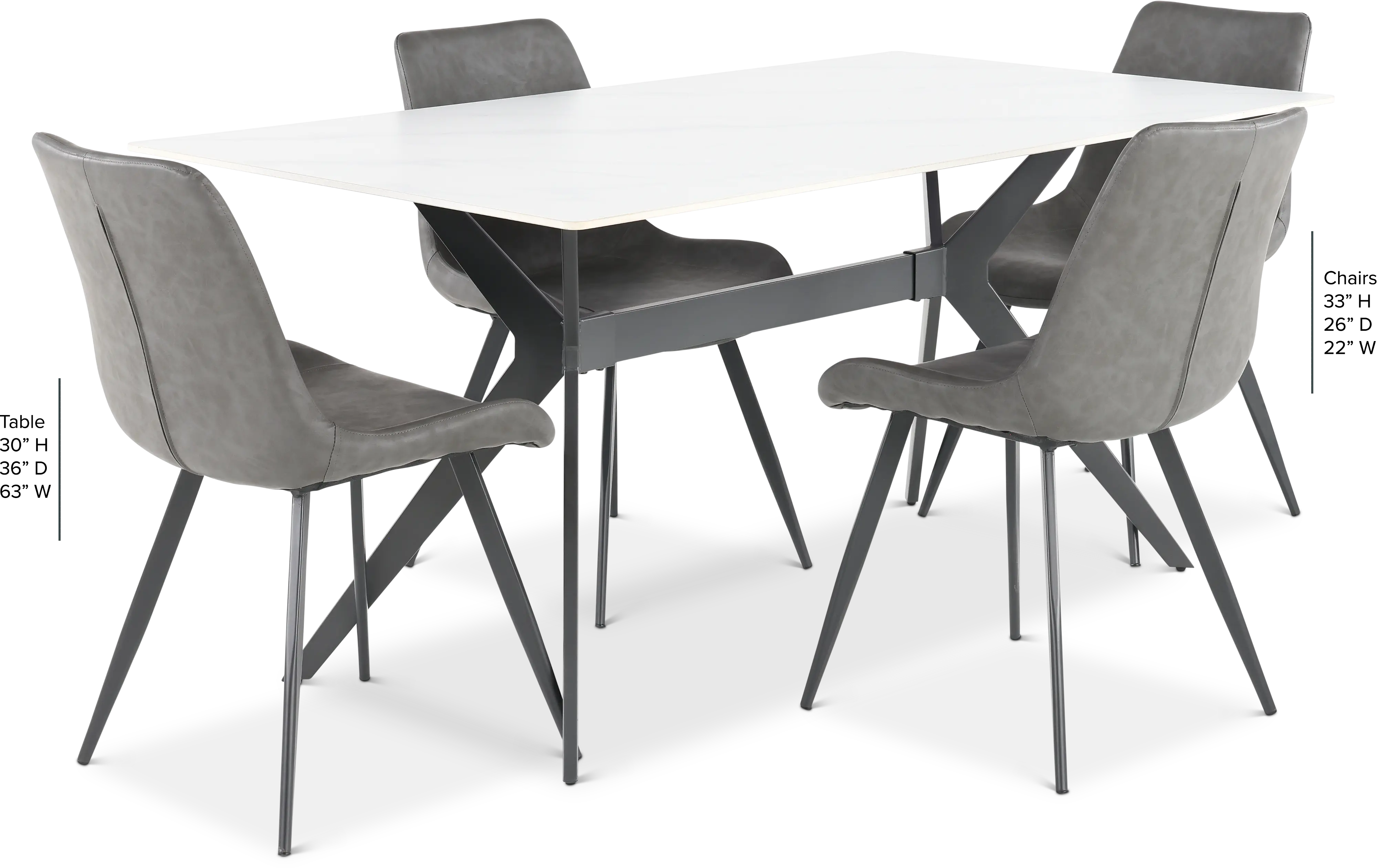 Brixley White and Dark Gray 5 Piece Dining Set-3