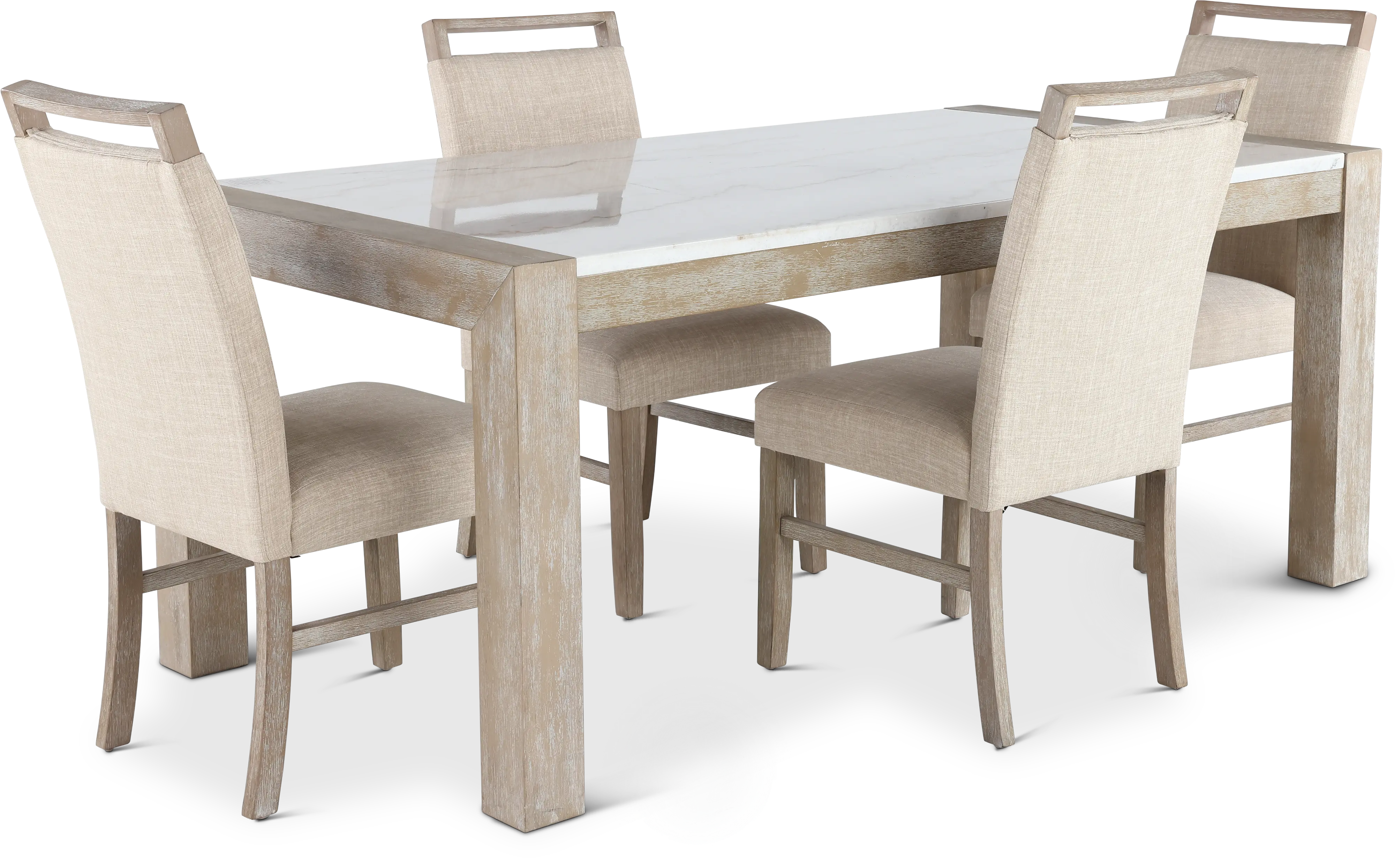 Nina Beige and White 5 Piece Dining Set-1