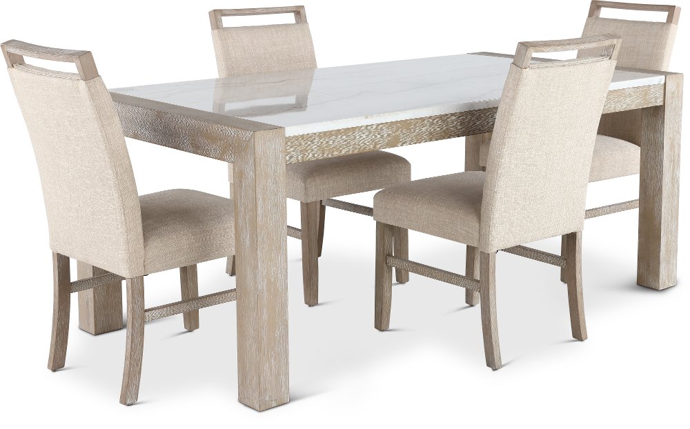 Nina Beige and White 5 Piece Dining Set