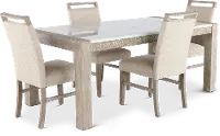 Nina Beige and White 5 Piece Dining Set