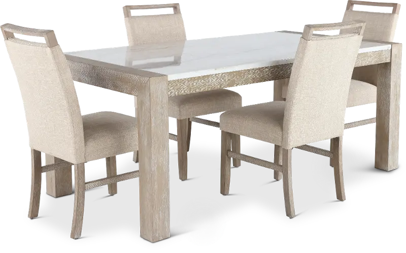 Nina Beige and White 5 Piece Dining Set