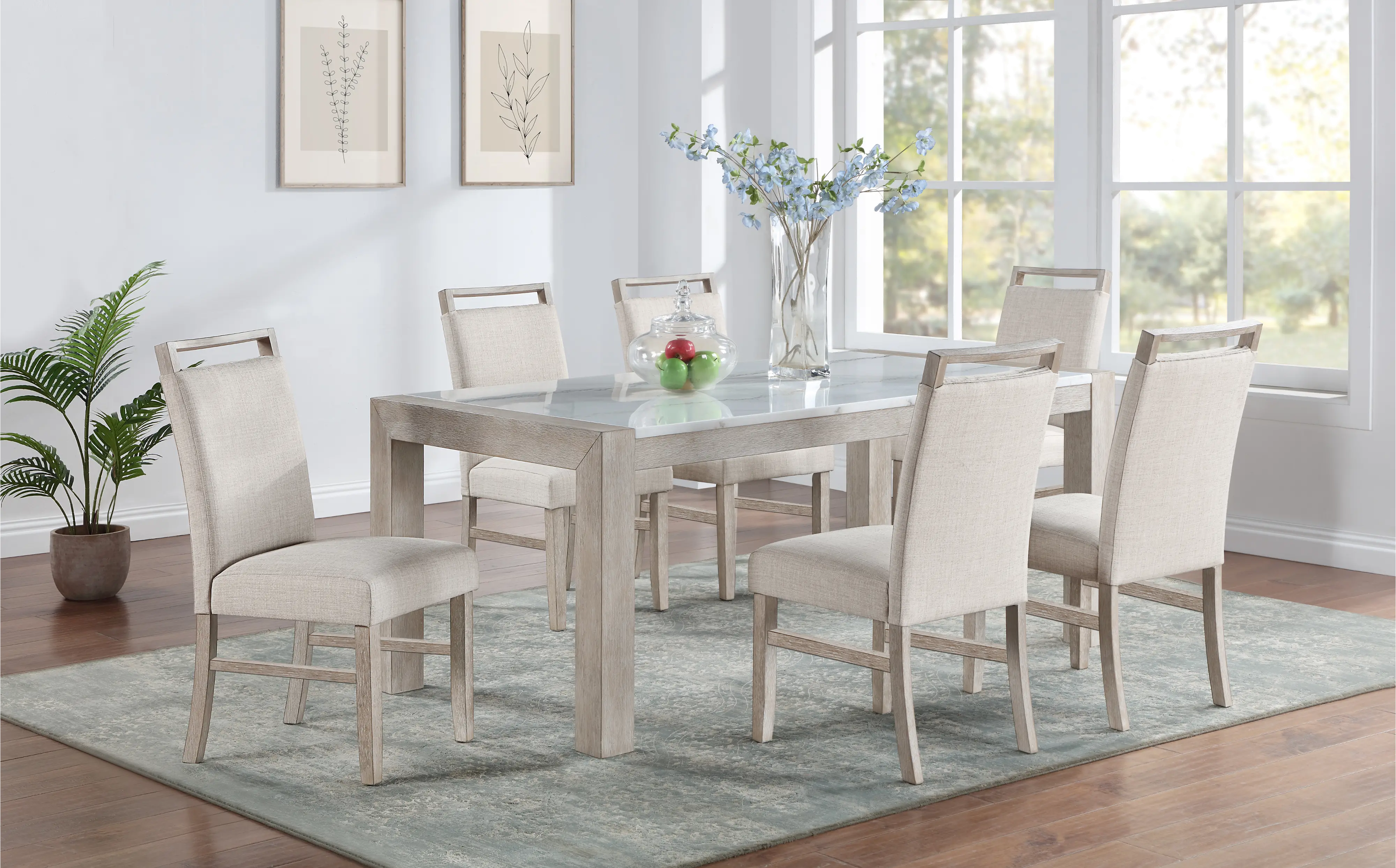Nina Beige and White 5 Piece Dining Set-2