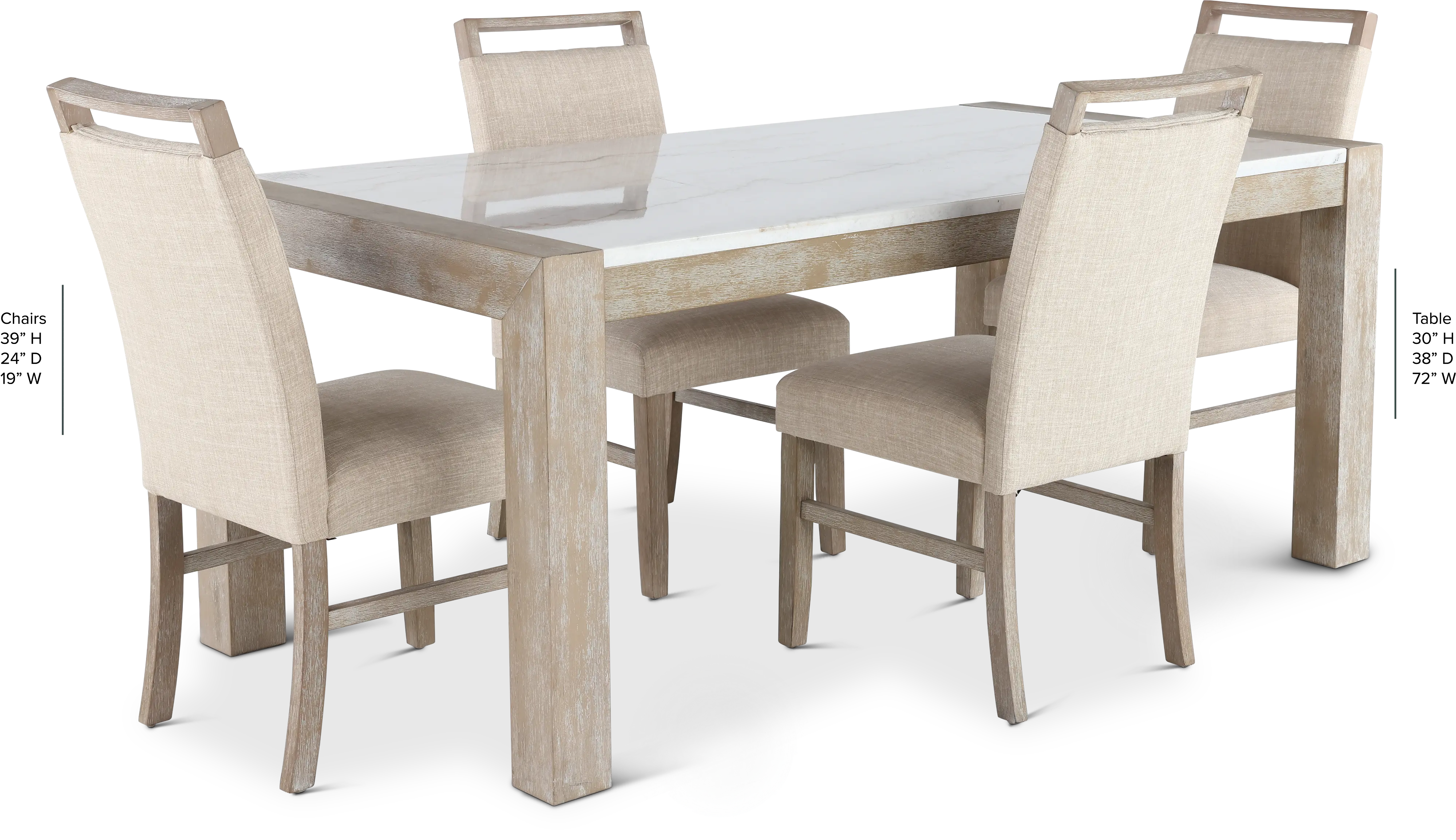 Nina Beige and White 5 Piece Dining Set-3