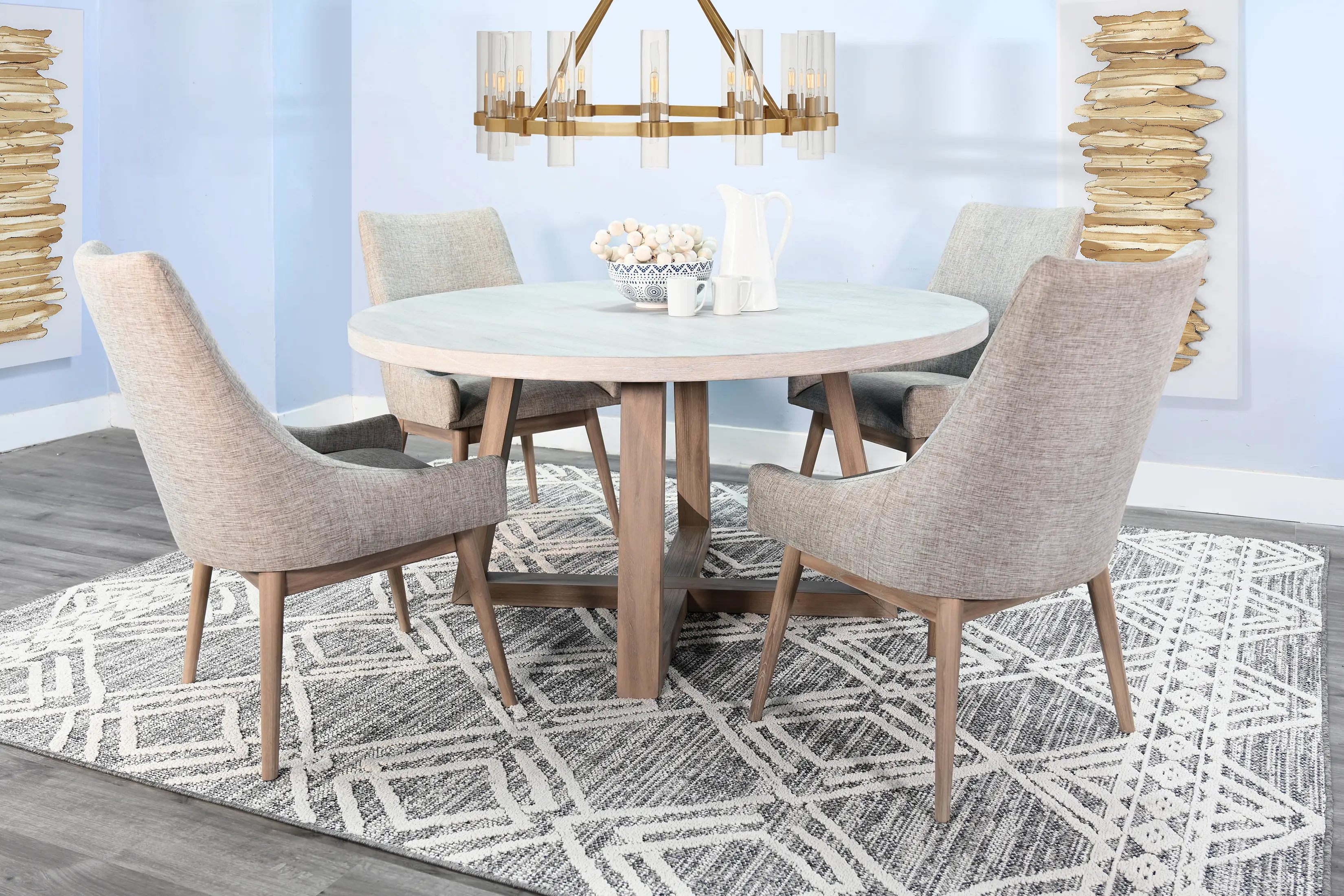 Olivia Wheat Beige and Gray 5 Piece Dining Set-2