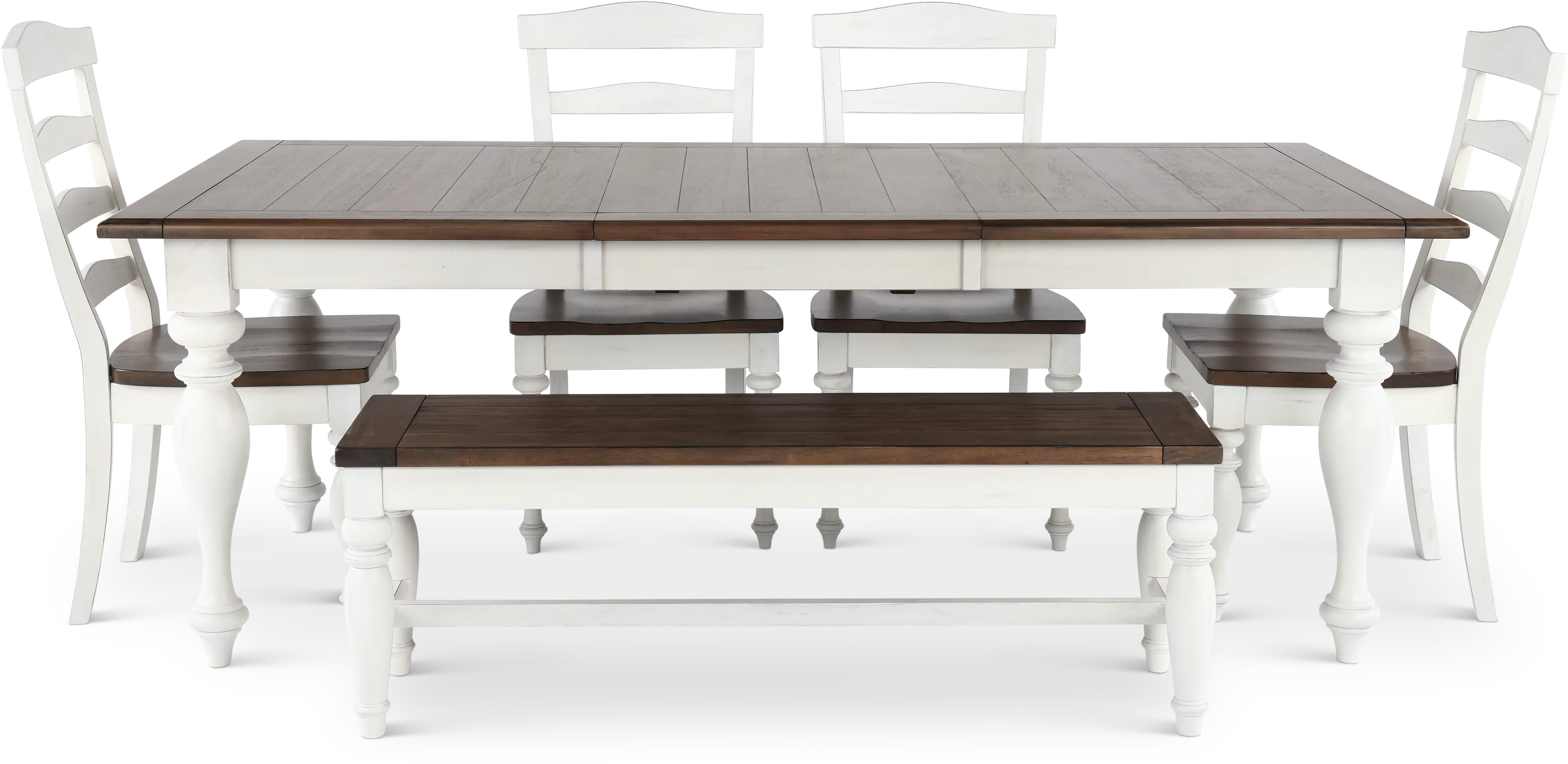 Pasadena White and Brown 6 Piece Dining Set-1