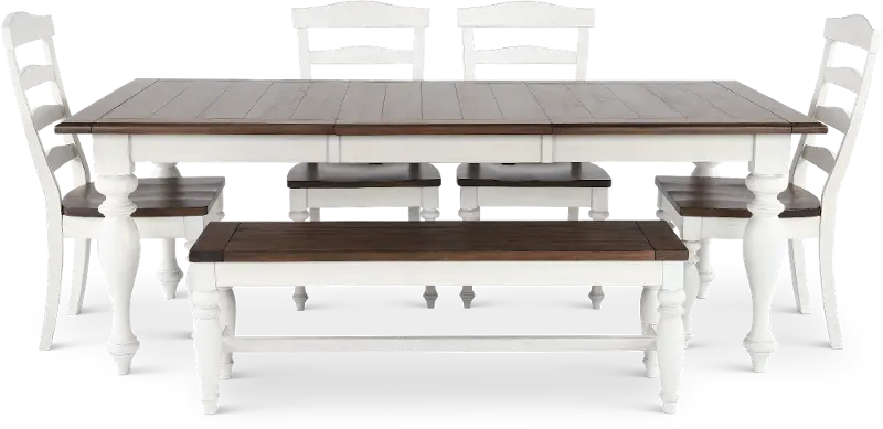 Pasadena White and Brown 6 Piece Dining Set