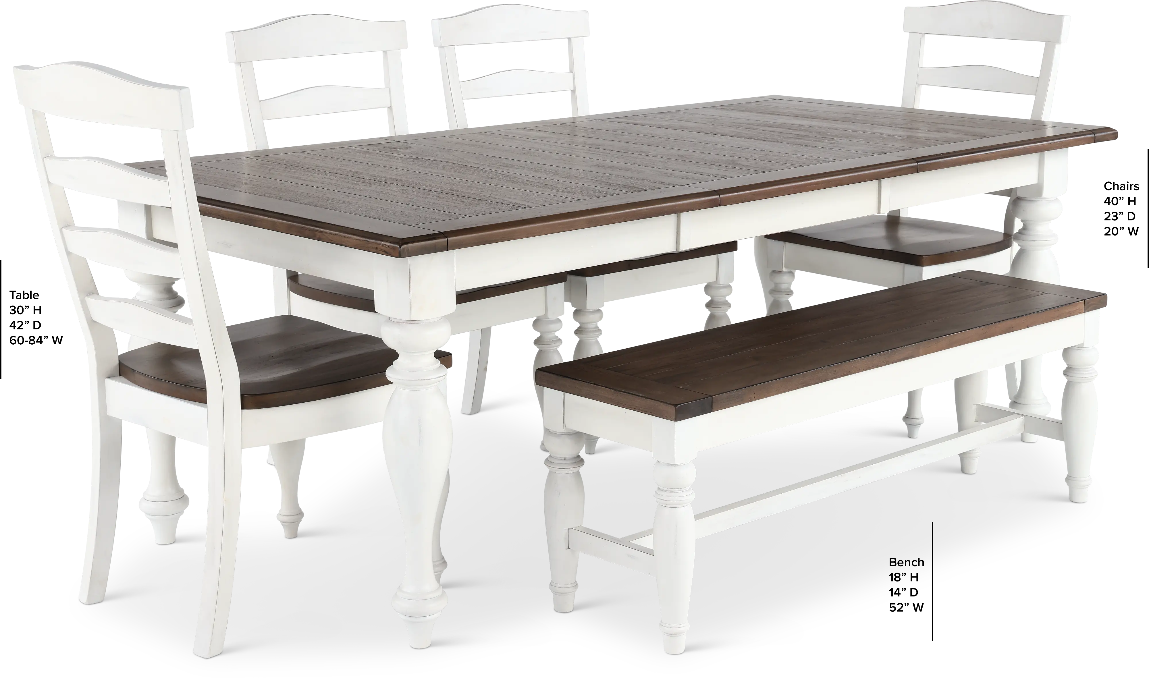 Pasadena White and Brown 6 Piece Dining Set-3