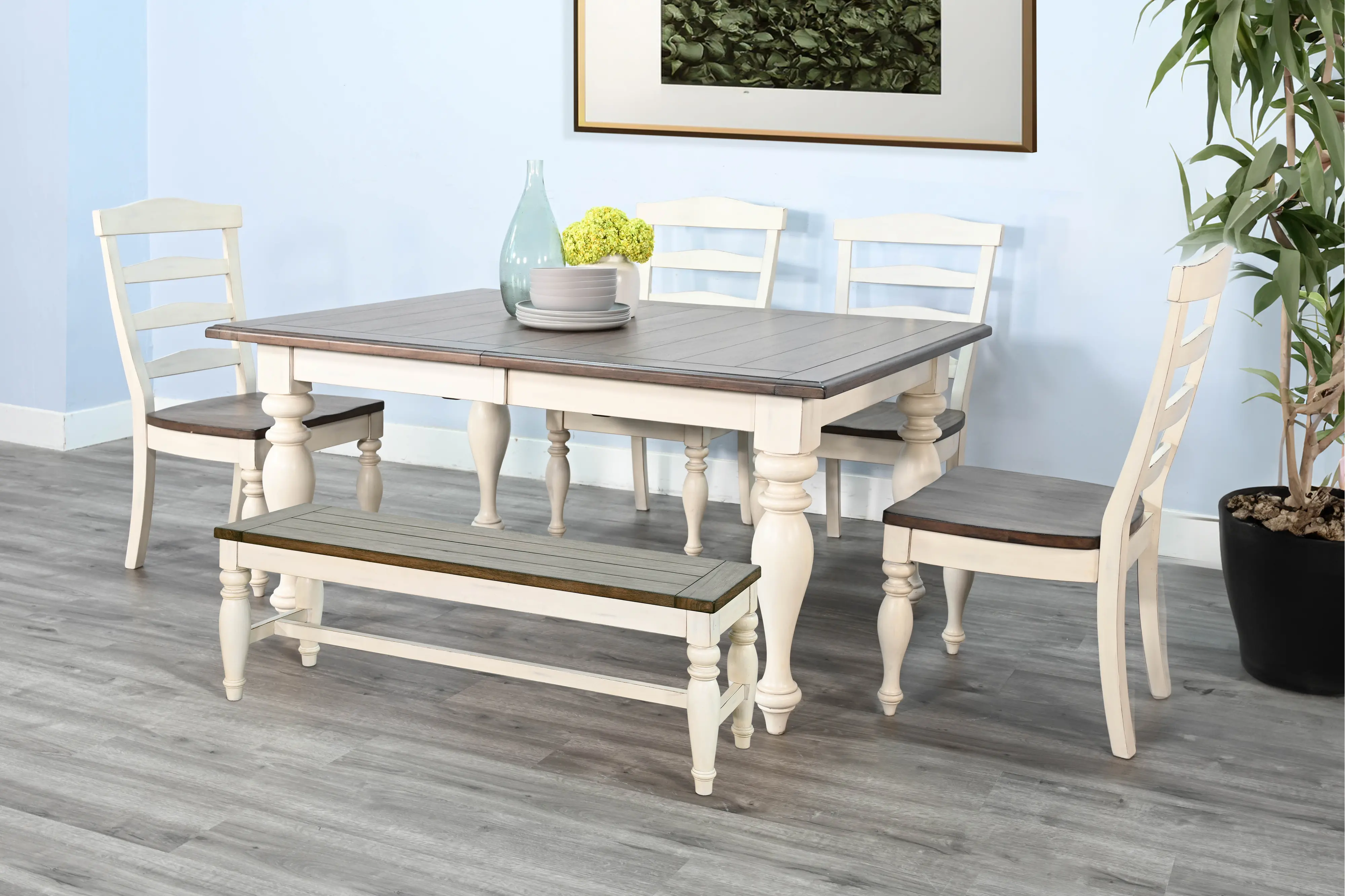 Pasadena White and Brown 6 Piece Dining Set-9