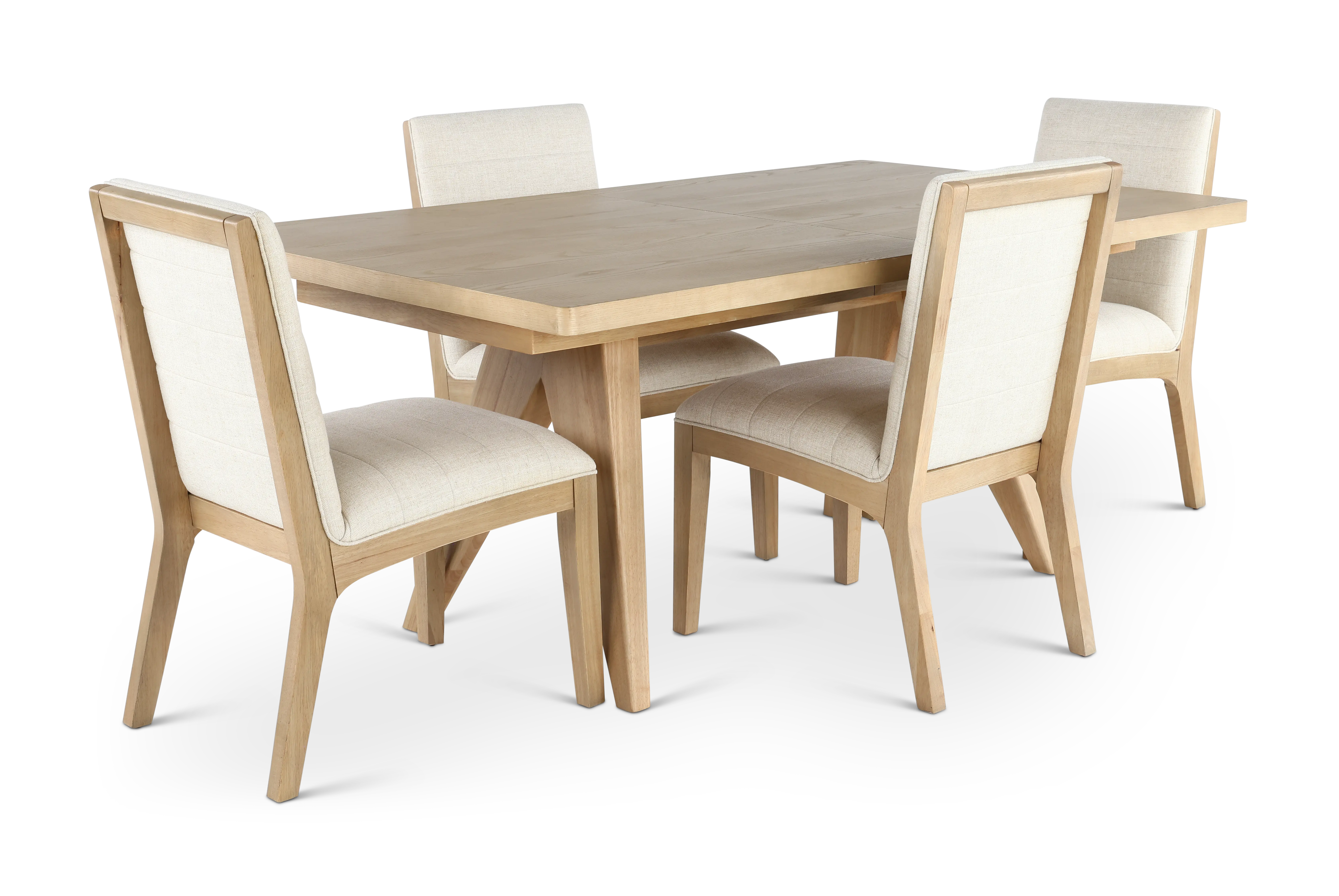 Sumire Natural Ash and White Linen 5 Piece Dining Set-1