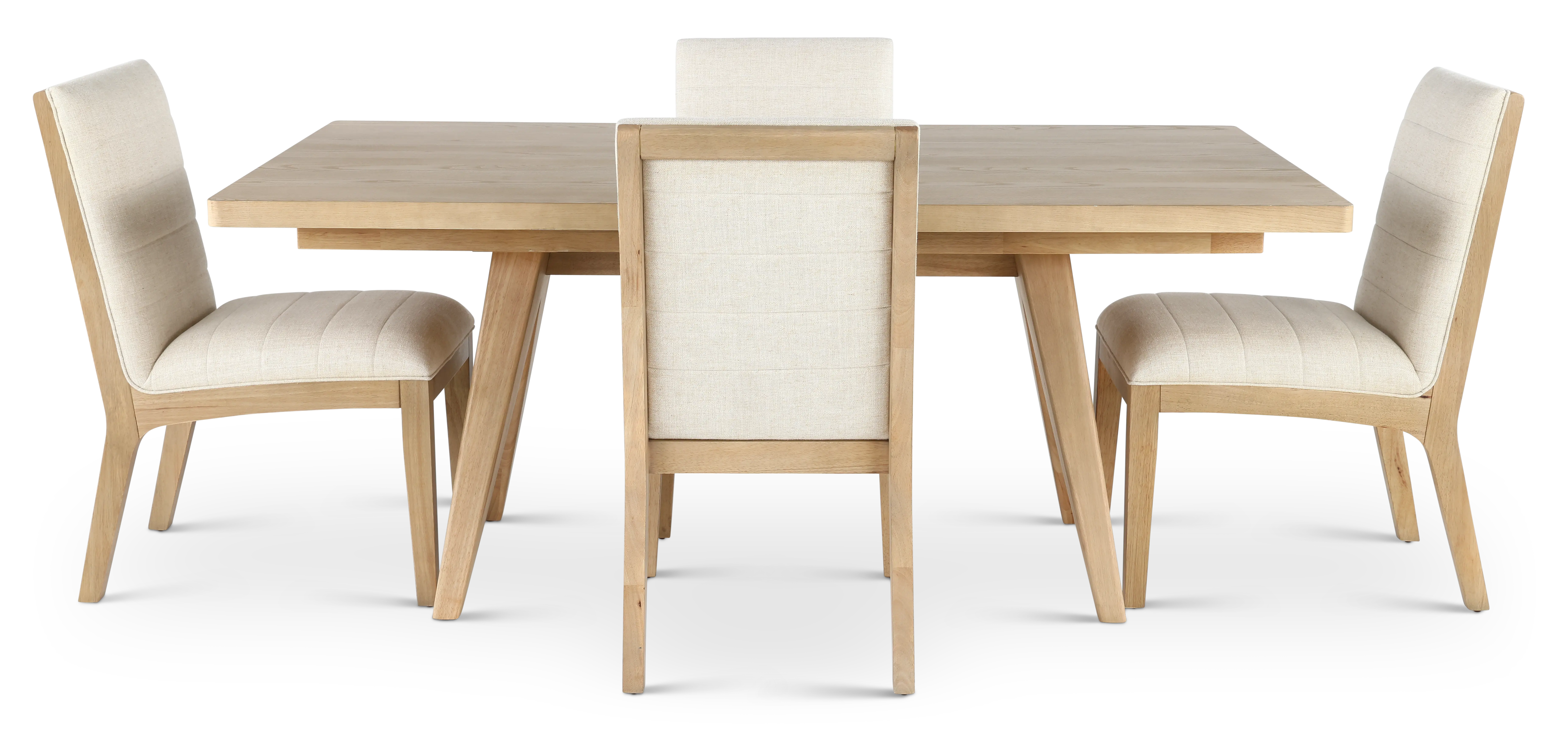 Sumire Natural Ash and White Linen 5 Piece Dining Set-4