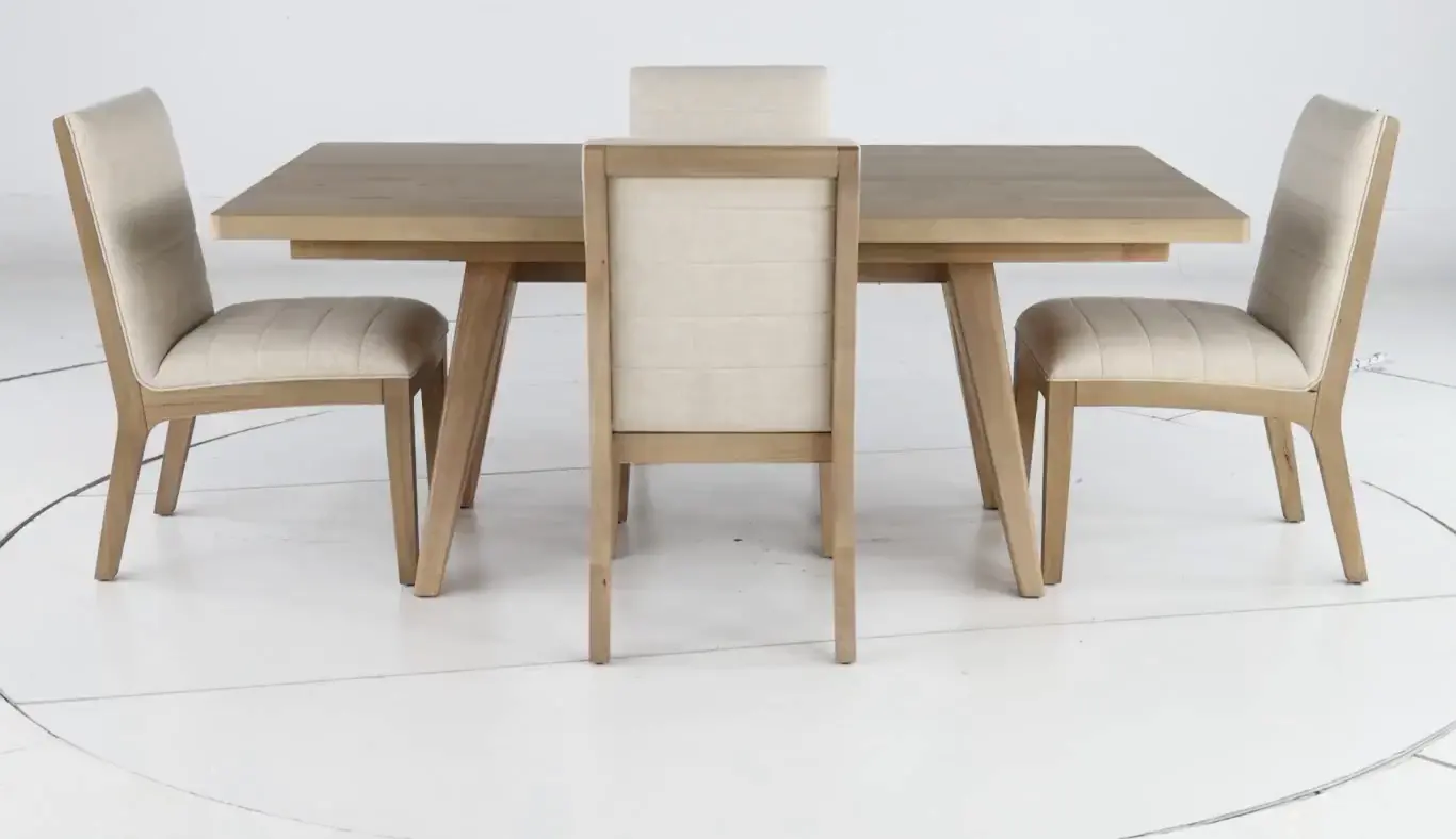 Sumire Natural Ash and White Linen 5 Piece Dining Set-5