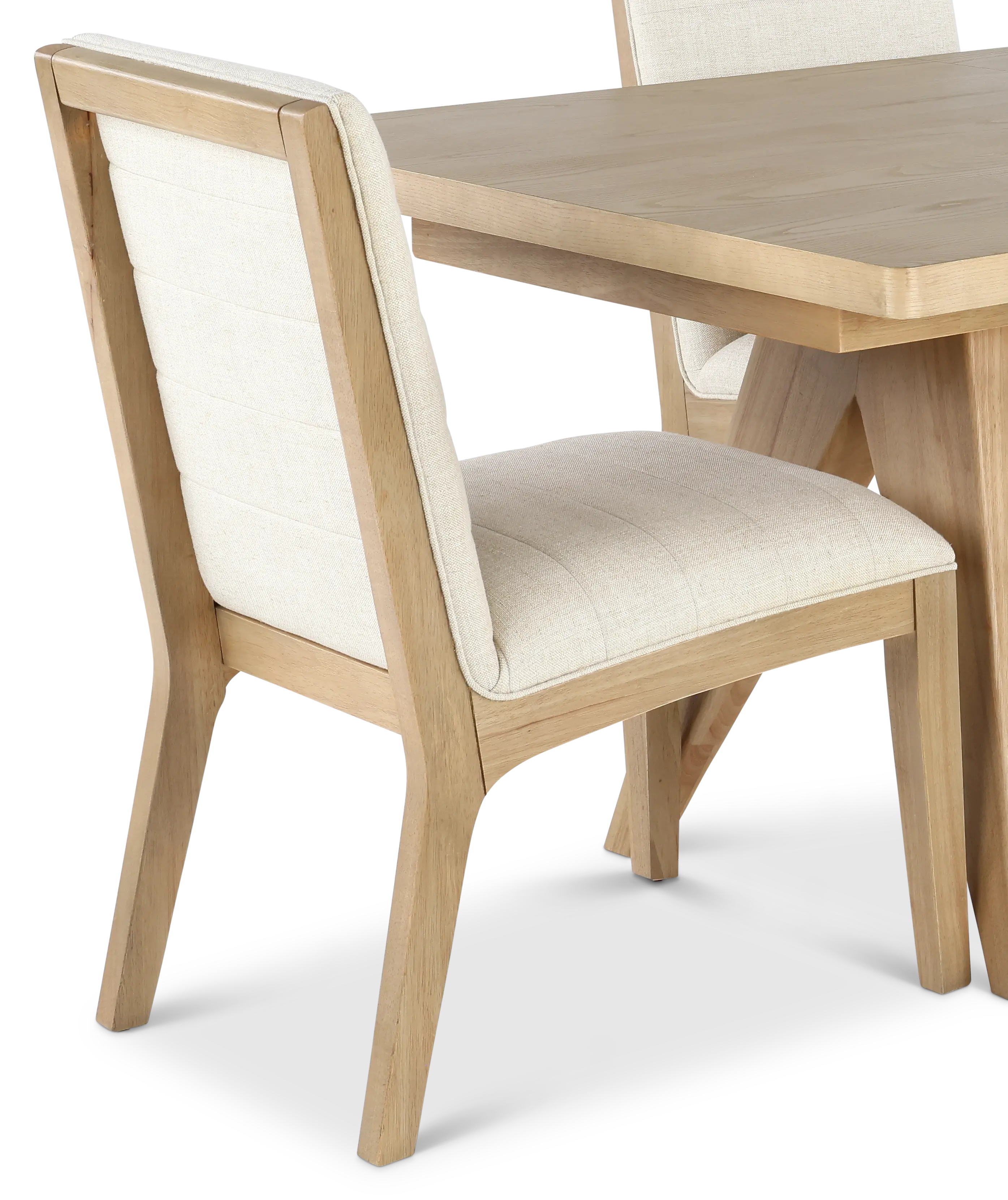 Sumire Natural Ash and White Linen 5 Piece Dining Set-7
