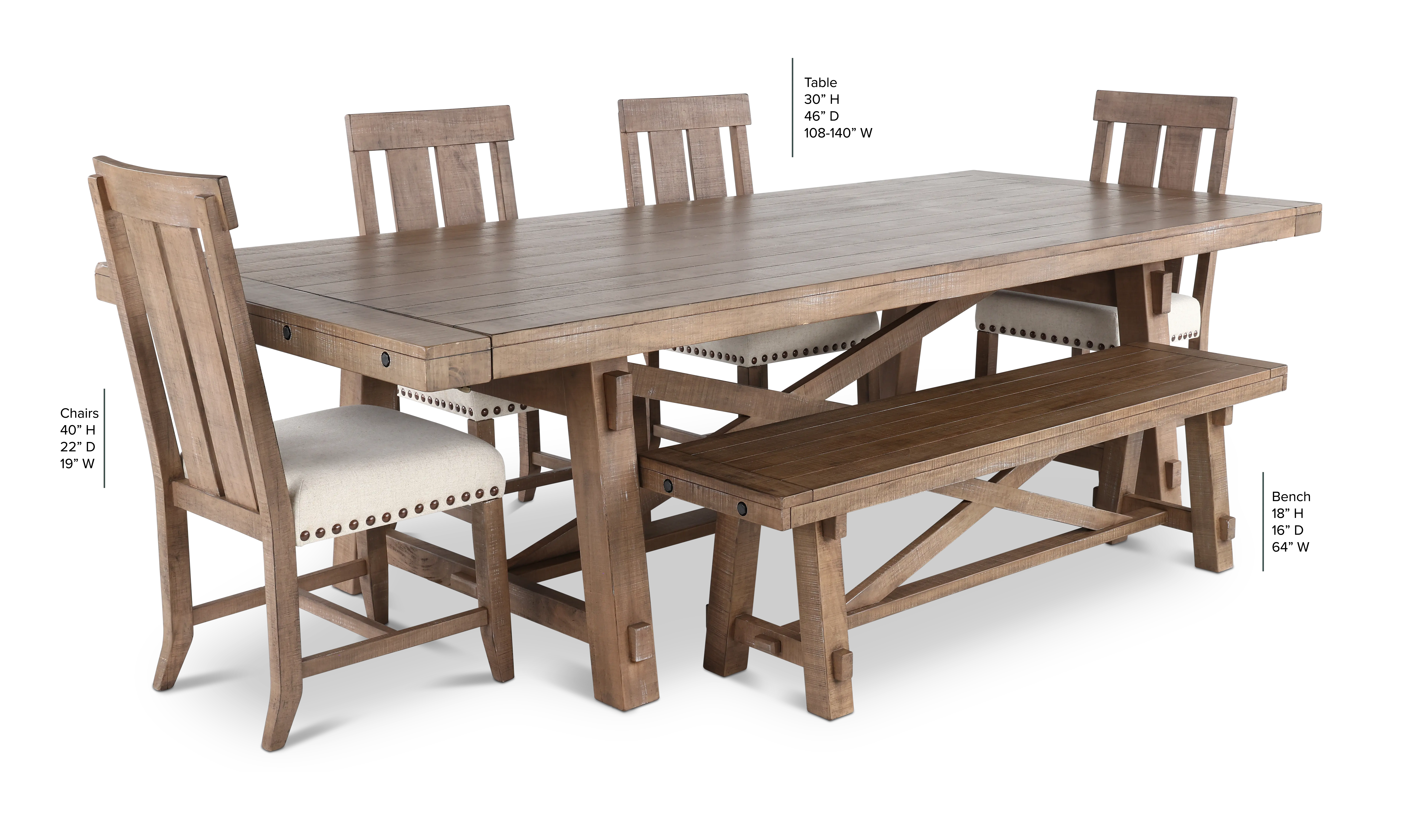 Cassie Natural 6 Piece Dining Set-2