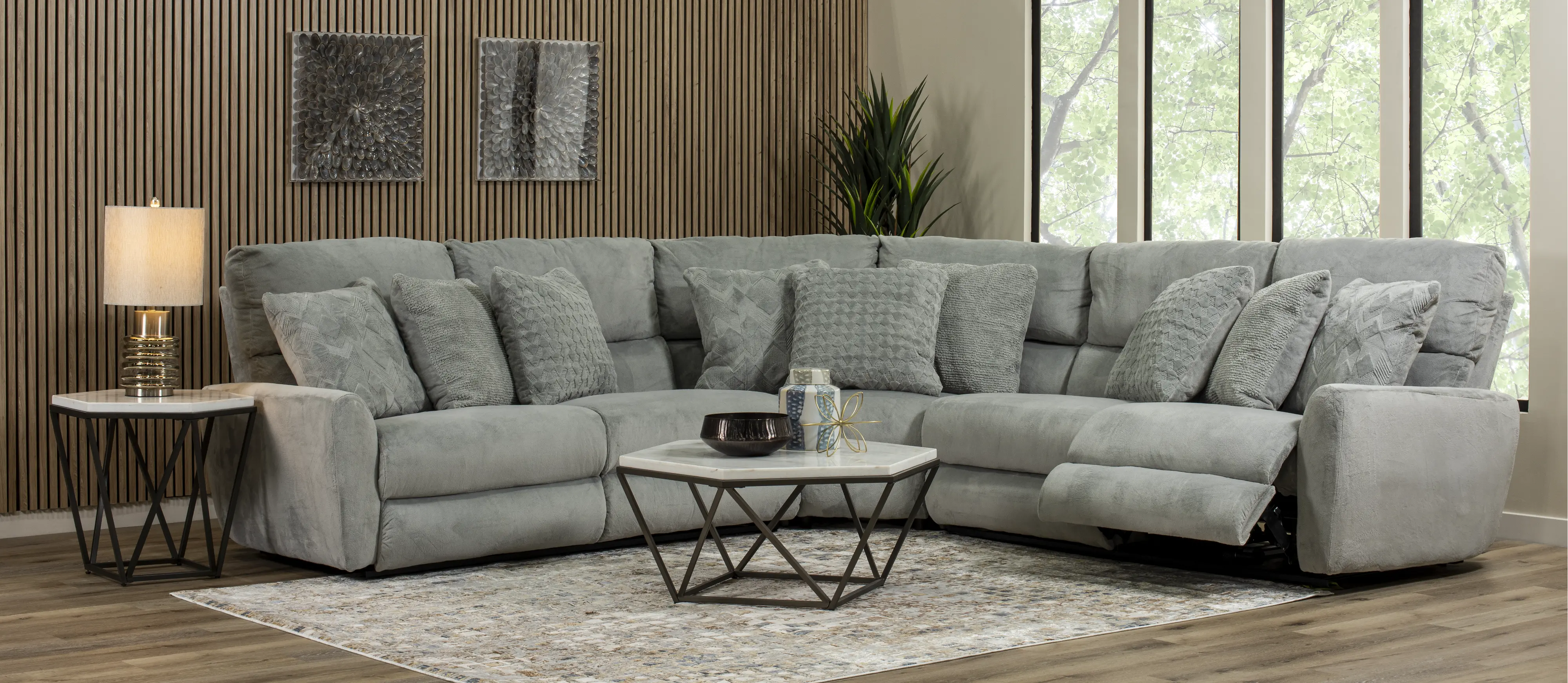 3PC/PWR/MAJESTY/SHRK Majesty Gray 3 Piece Power Reclining Sectional-2