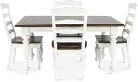 Pasadena White and Brown 5 Piece Dining Set