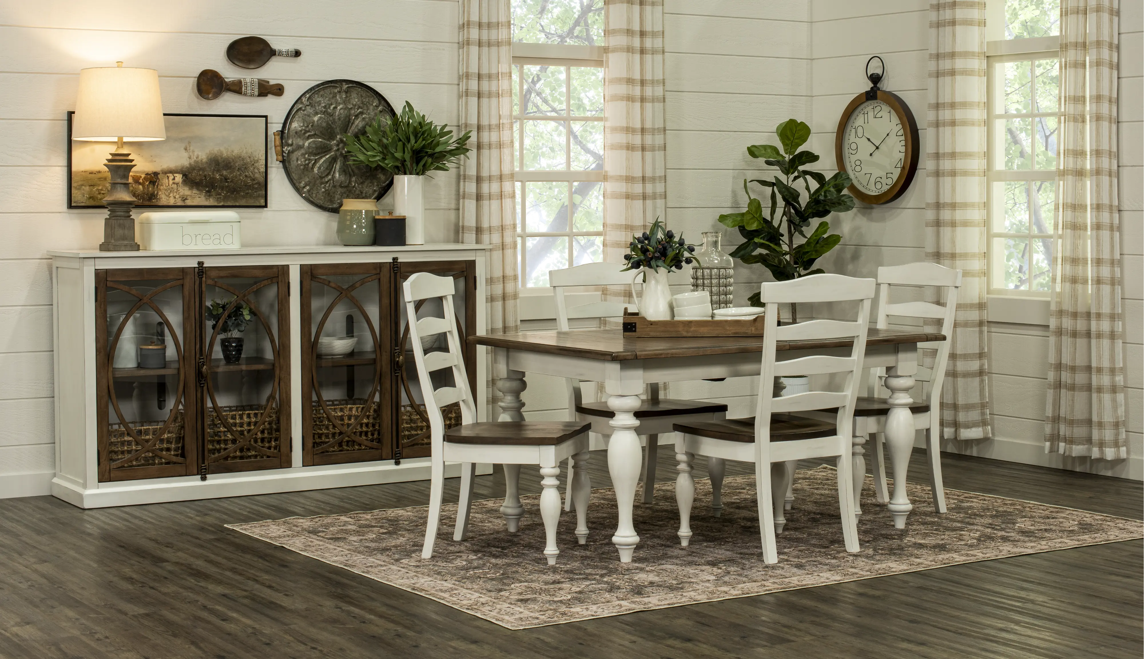 Pasadena White and Brown 5 Piece Dining Set-2