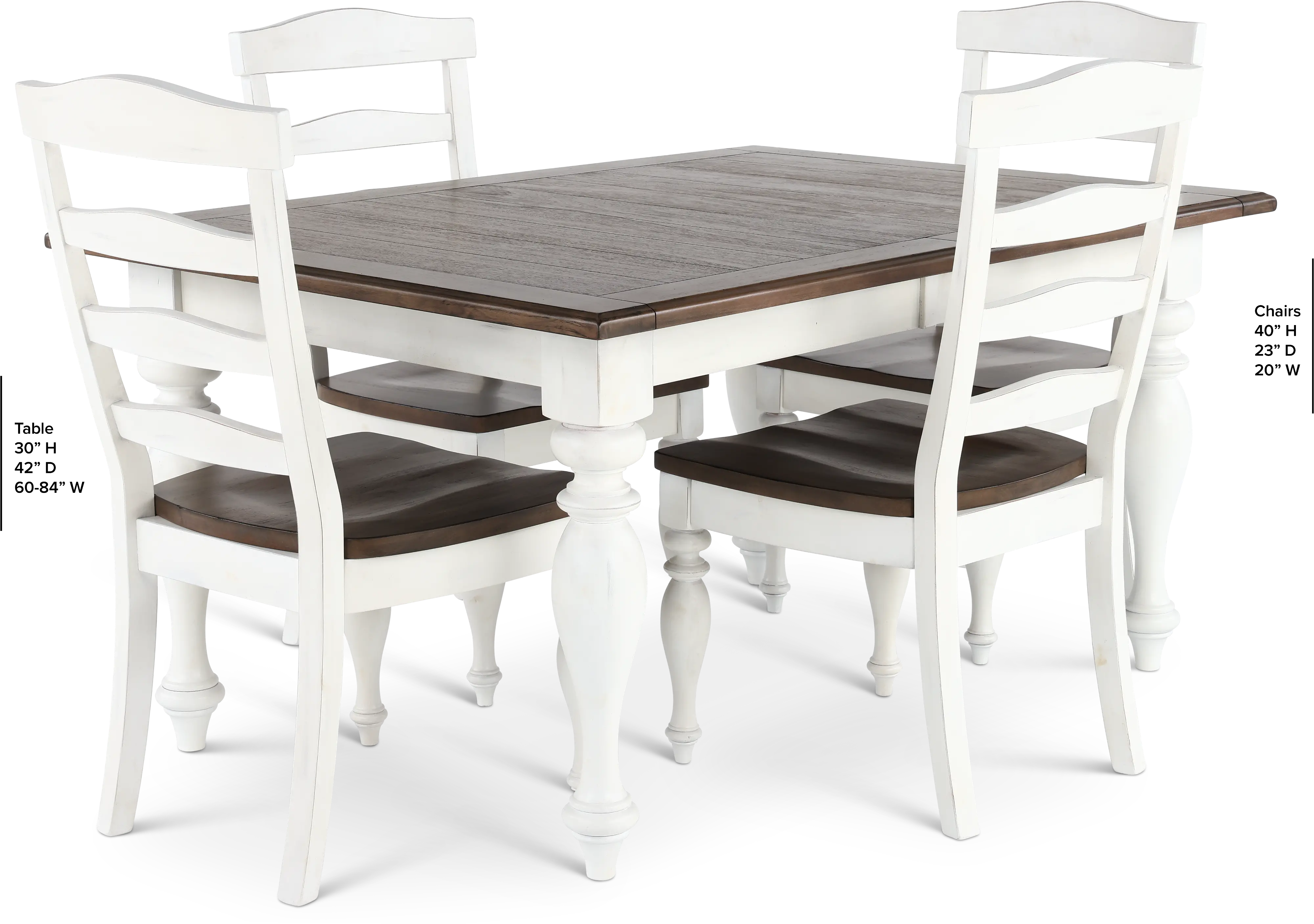 Pasadena White and Brown 5 Piece Dining Set-3