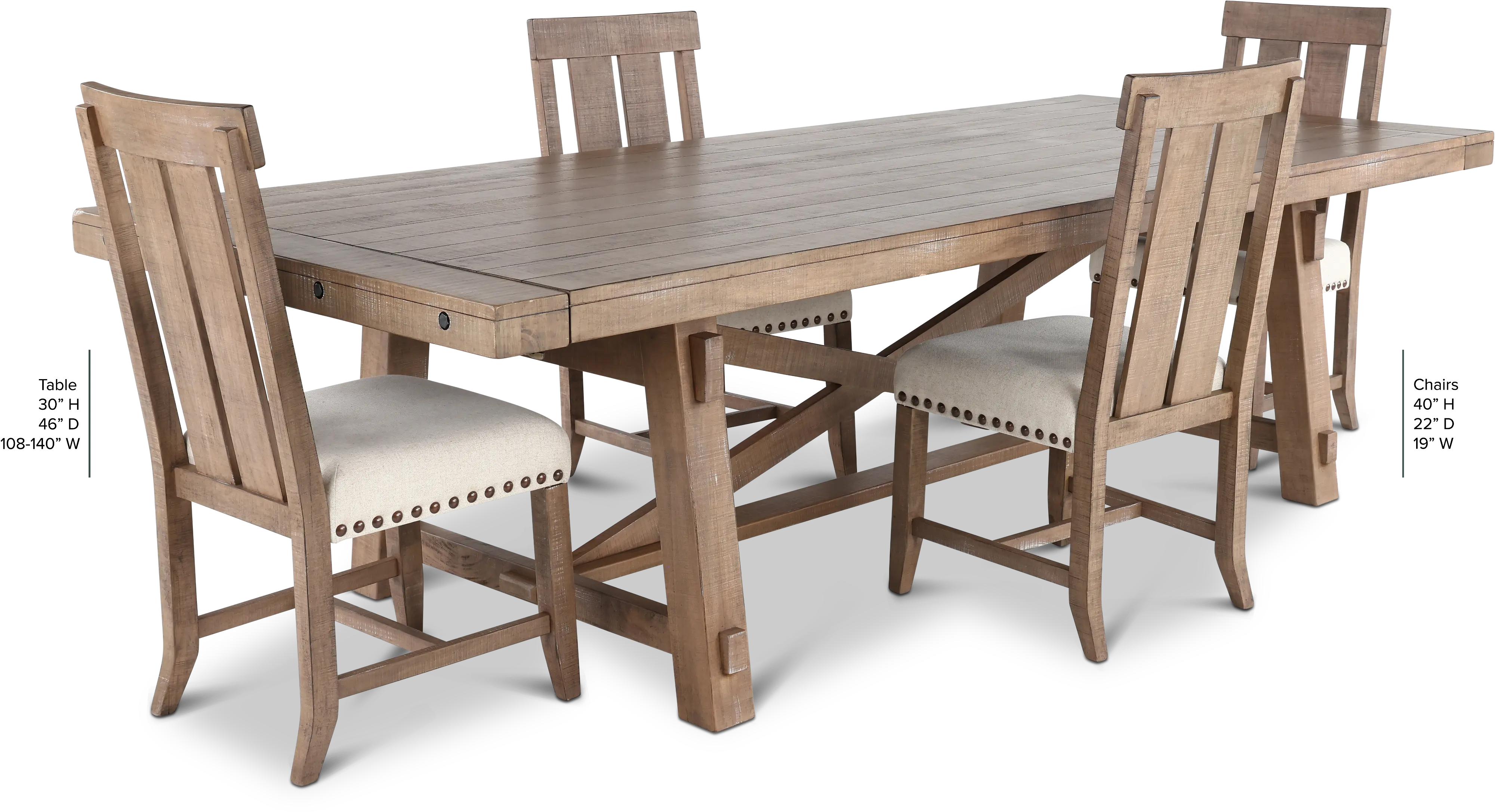 Cassie Natural 5 Piece Dining Set-3