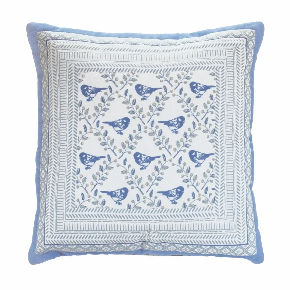 Comfort and Joy Blue and White Accent Pillow-1
