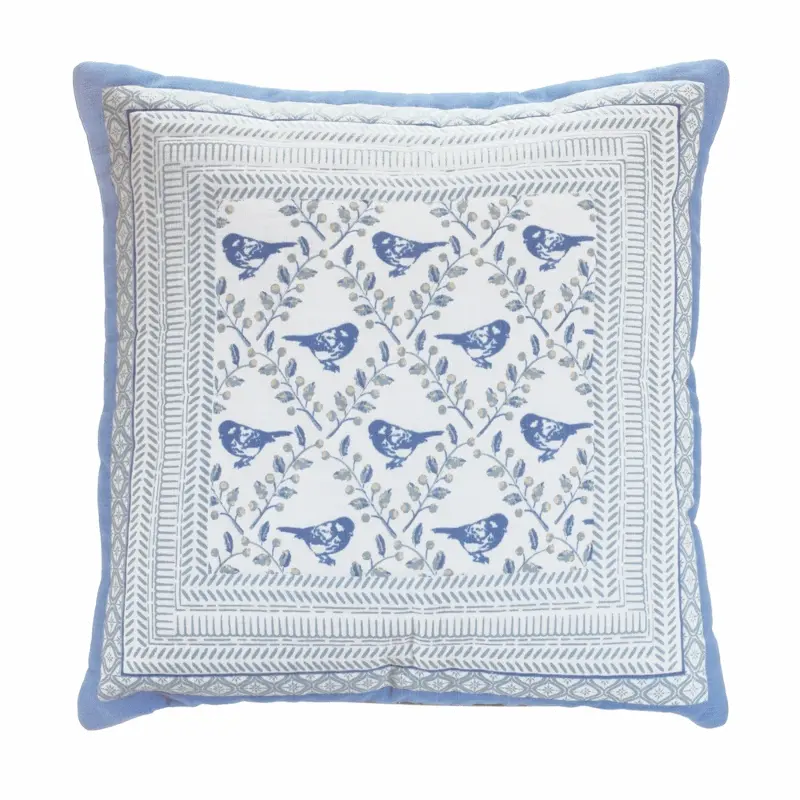 Comfort and Joy Blue and White Accent Pillow