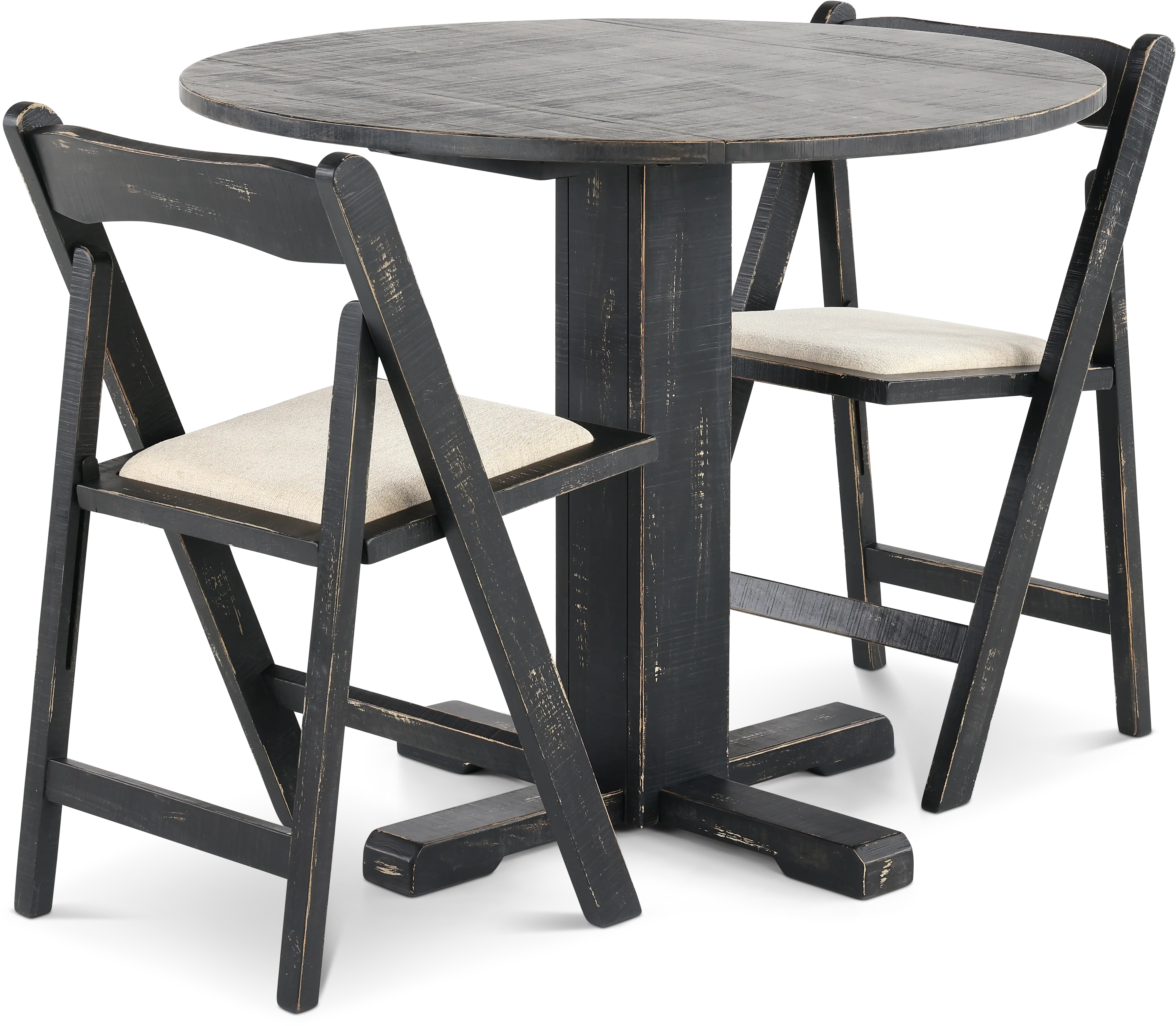 Beach Haven Black 3 Piece Drop-Leaf Dining Set-4