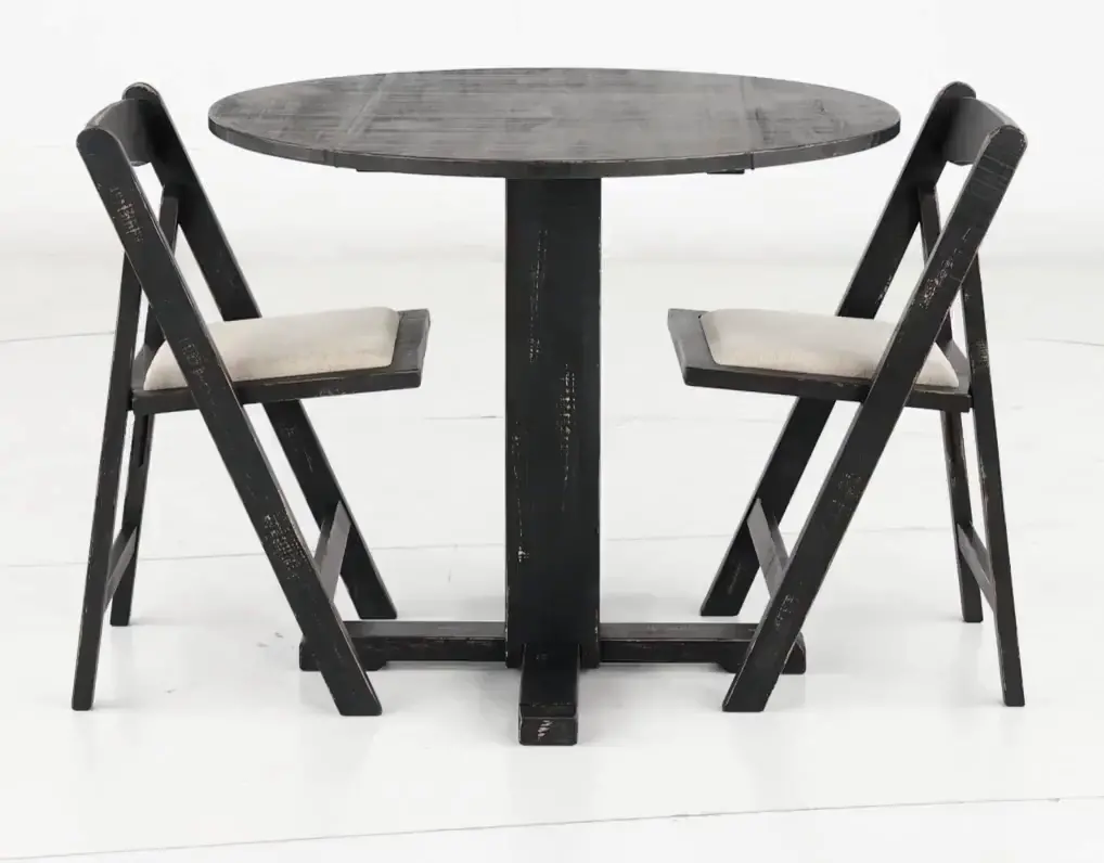 Beach Haven Black 3 Piece Drop-Leaf Dining Set-5