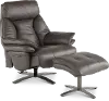 Seas Gray Leather Swivel Power Recliner with Ottoman