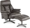 Seas Gray Leather Swivel Power Recliner with Ottoman