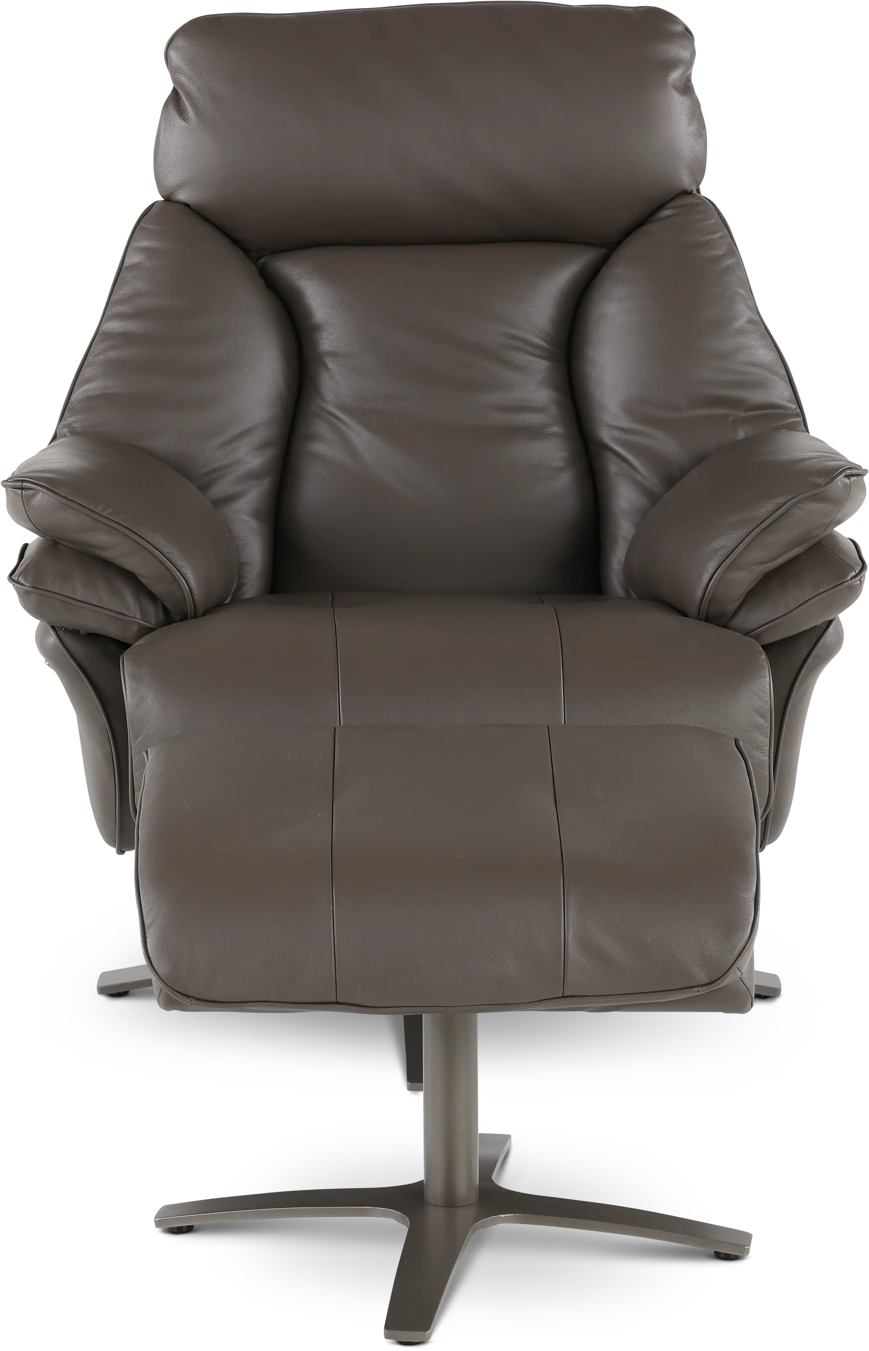 Seas Gray Leather Swivel Power Recliner with Ottoman-4