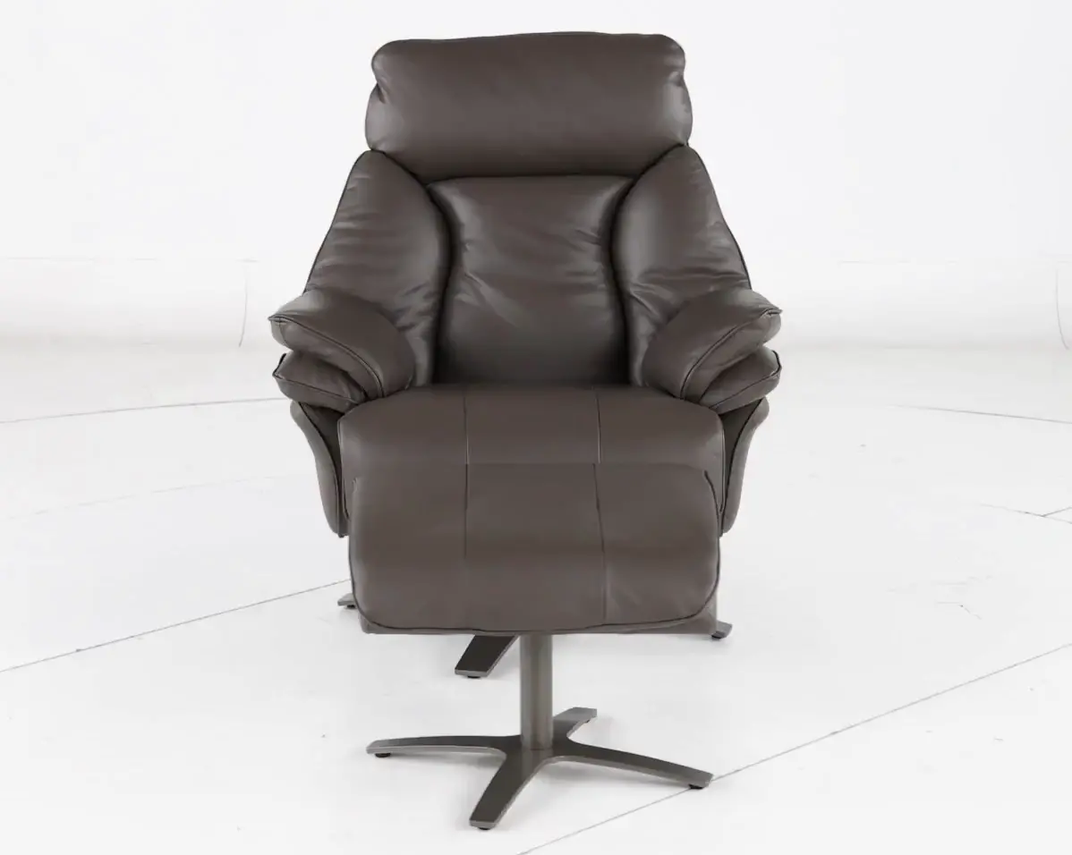 Seas Gray Leather Swivel Power Recliner with Ottoman-5