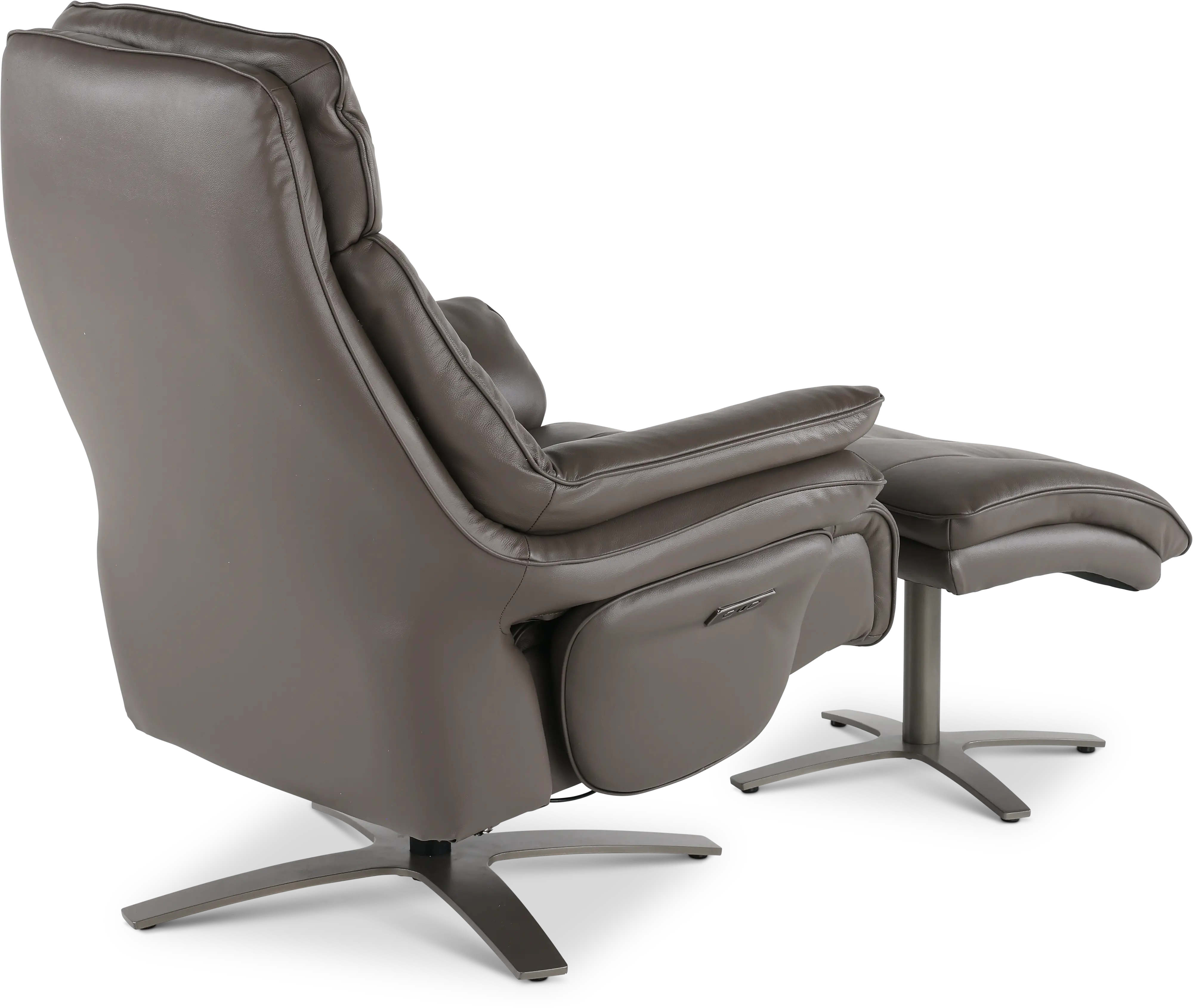 Seas Gray Leather Swivel Power Recliner with Ottoman-8