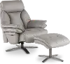Seas Stone Leather Swivel Power Recliner with Ottoman