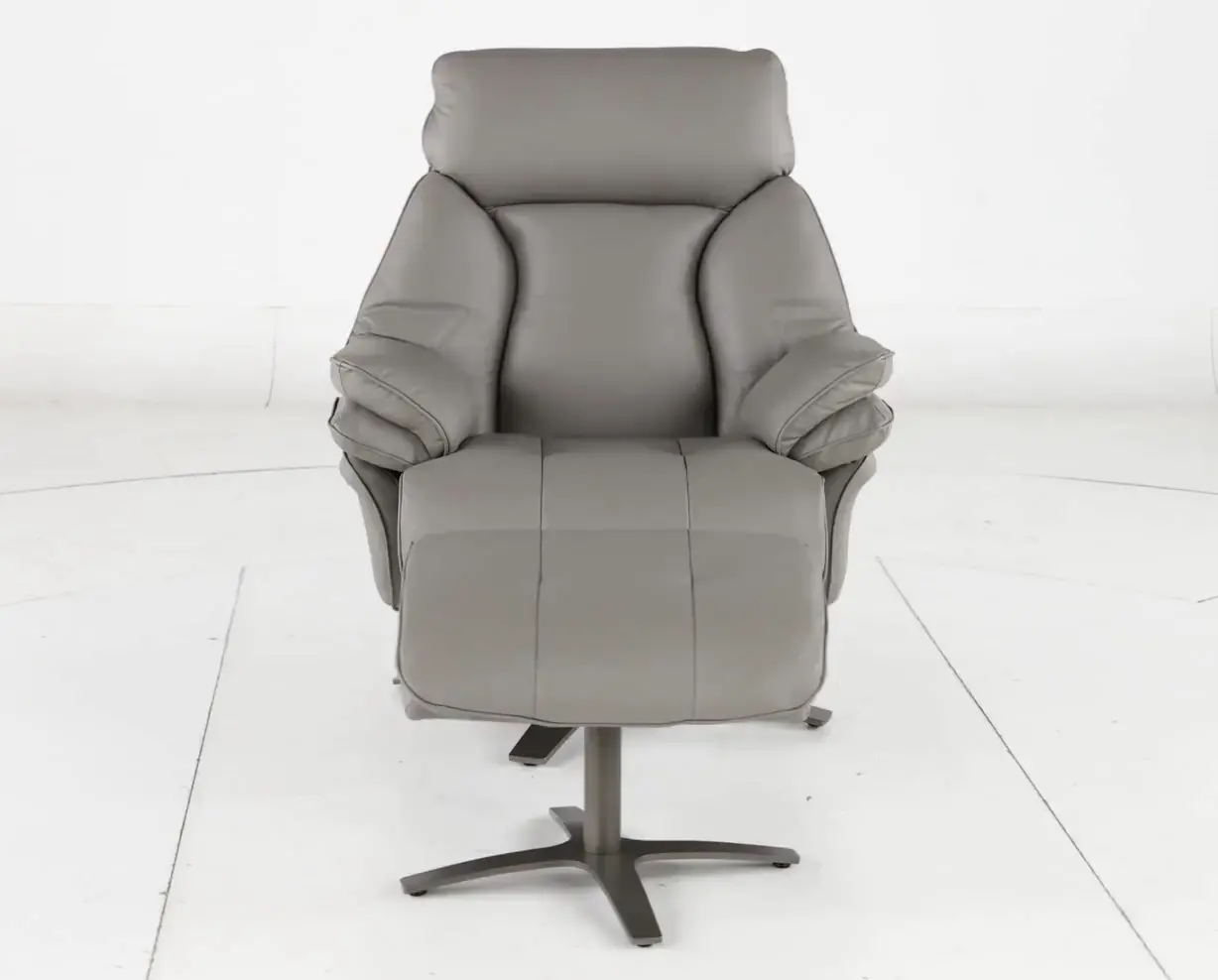 Seas Stone Leather Swivel Power Recliner with Ottoman-5