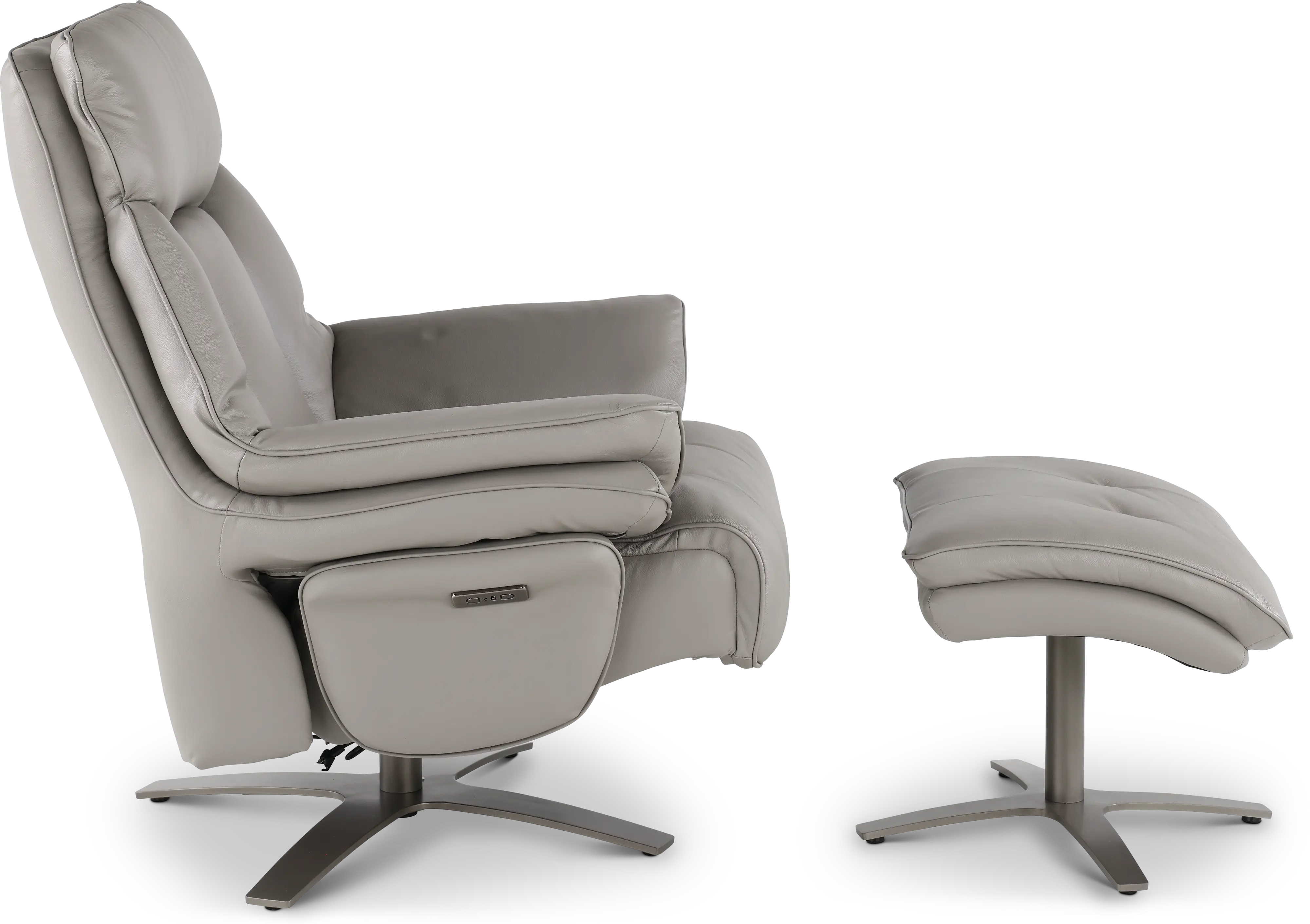 Seas Stone Leather Swivel Power Recliner with Ottoman-7