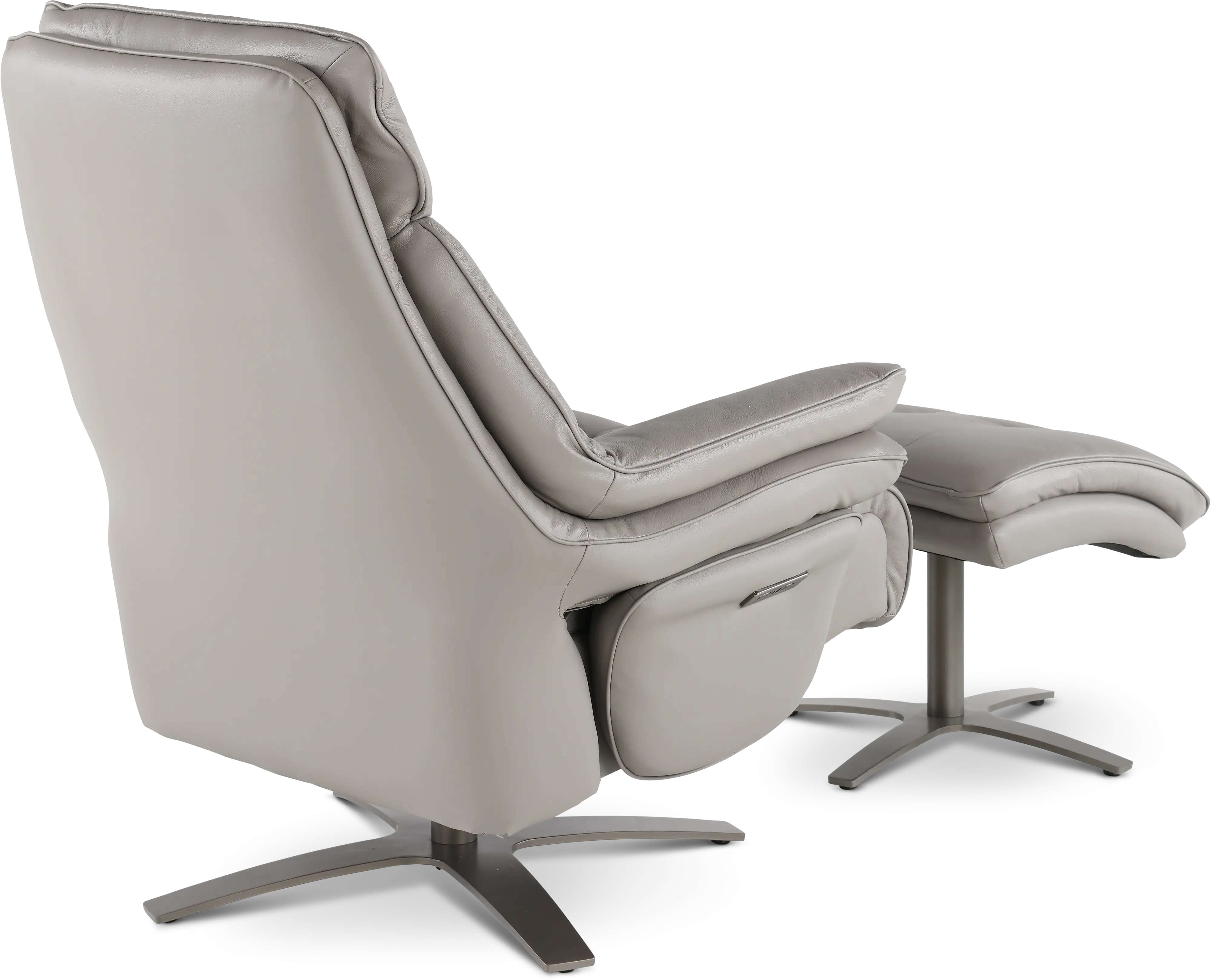Seas Stone Leather Swivel Power Recliner with Ottoman-8