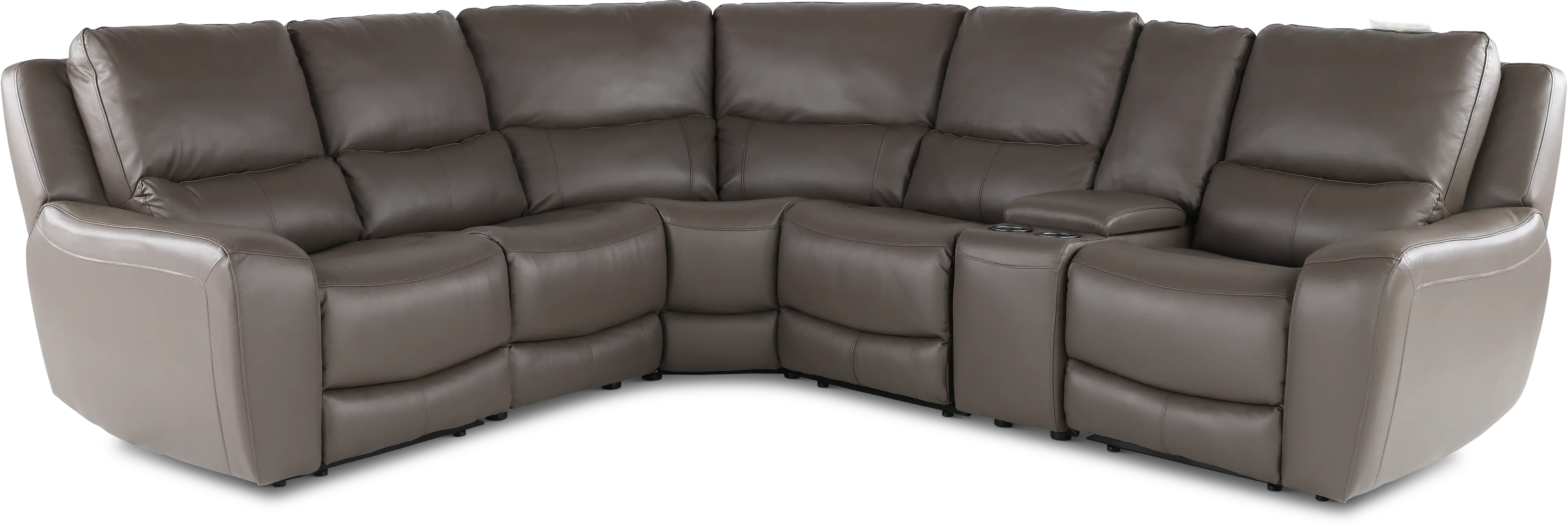 Seas Gray Leather 6 Piece Power Reclining Sectional-1