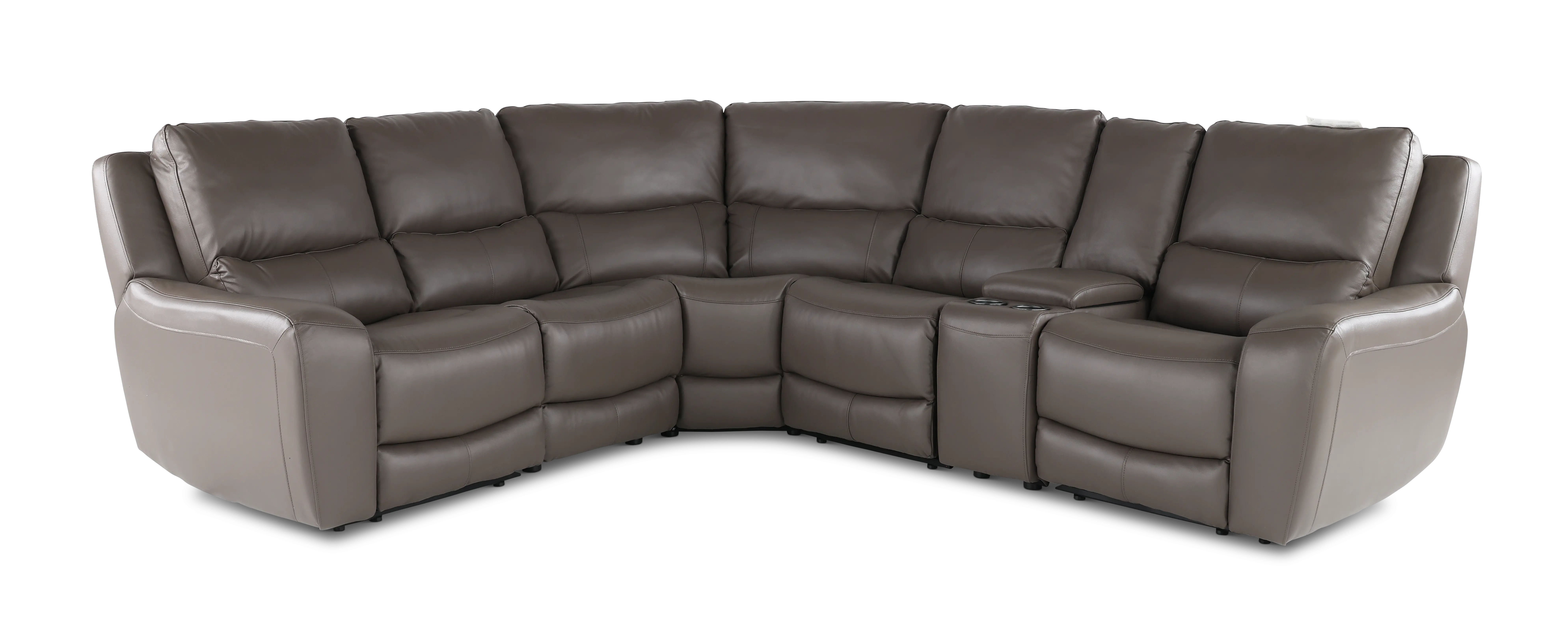 Seas Gray Leather 6 Piece Power Reclining Sectional-1