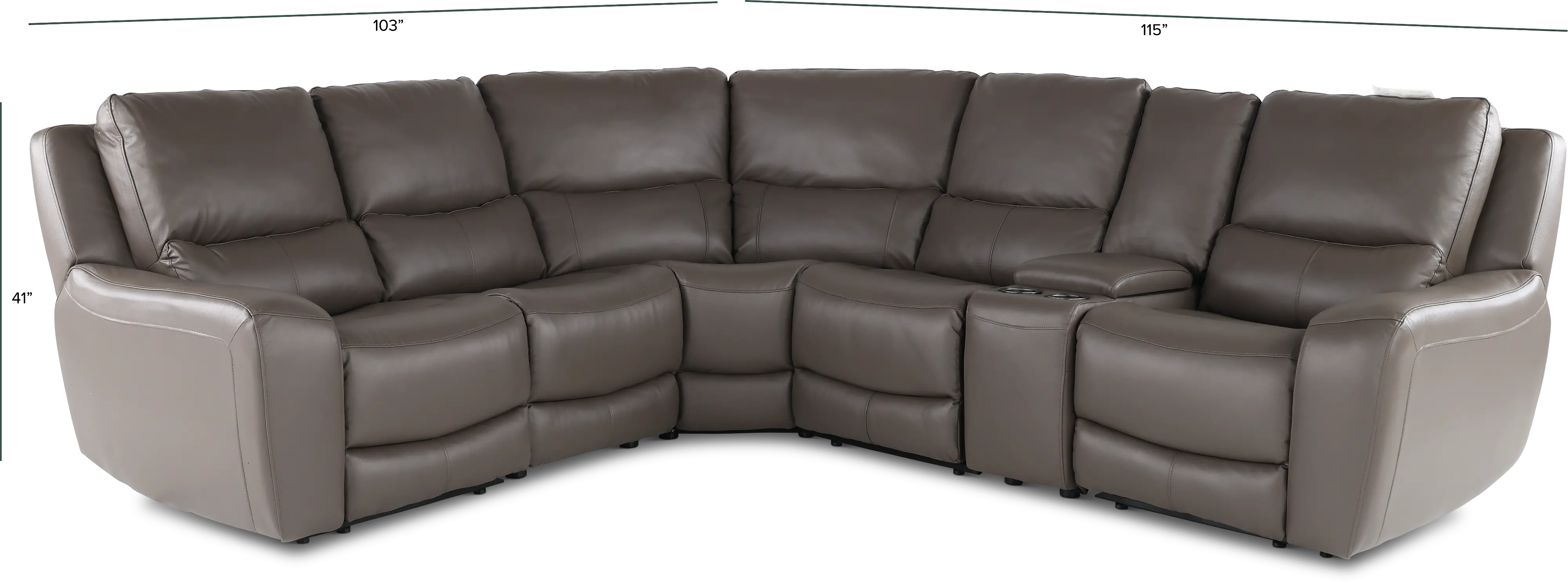 Seas Gray Leather 6 Piece Power Reclining Sectional-3