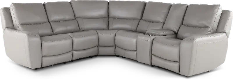 Seas Stone Leather 6 Piece Power Reclining Sectional