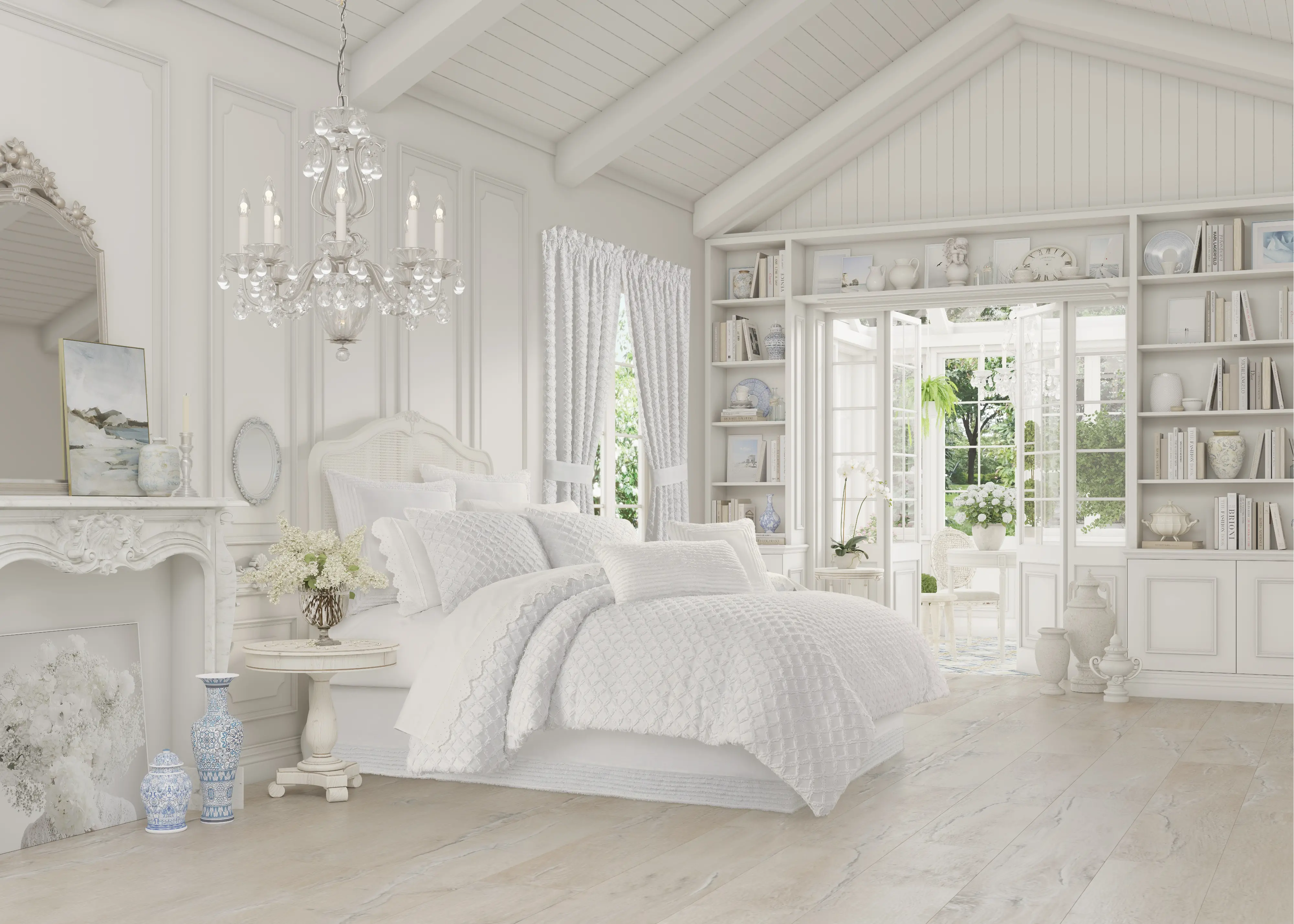 J. Queen Cottage Lilian Jacquard White Full and Queen 3-Piece Set-1