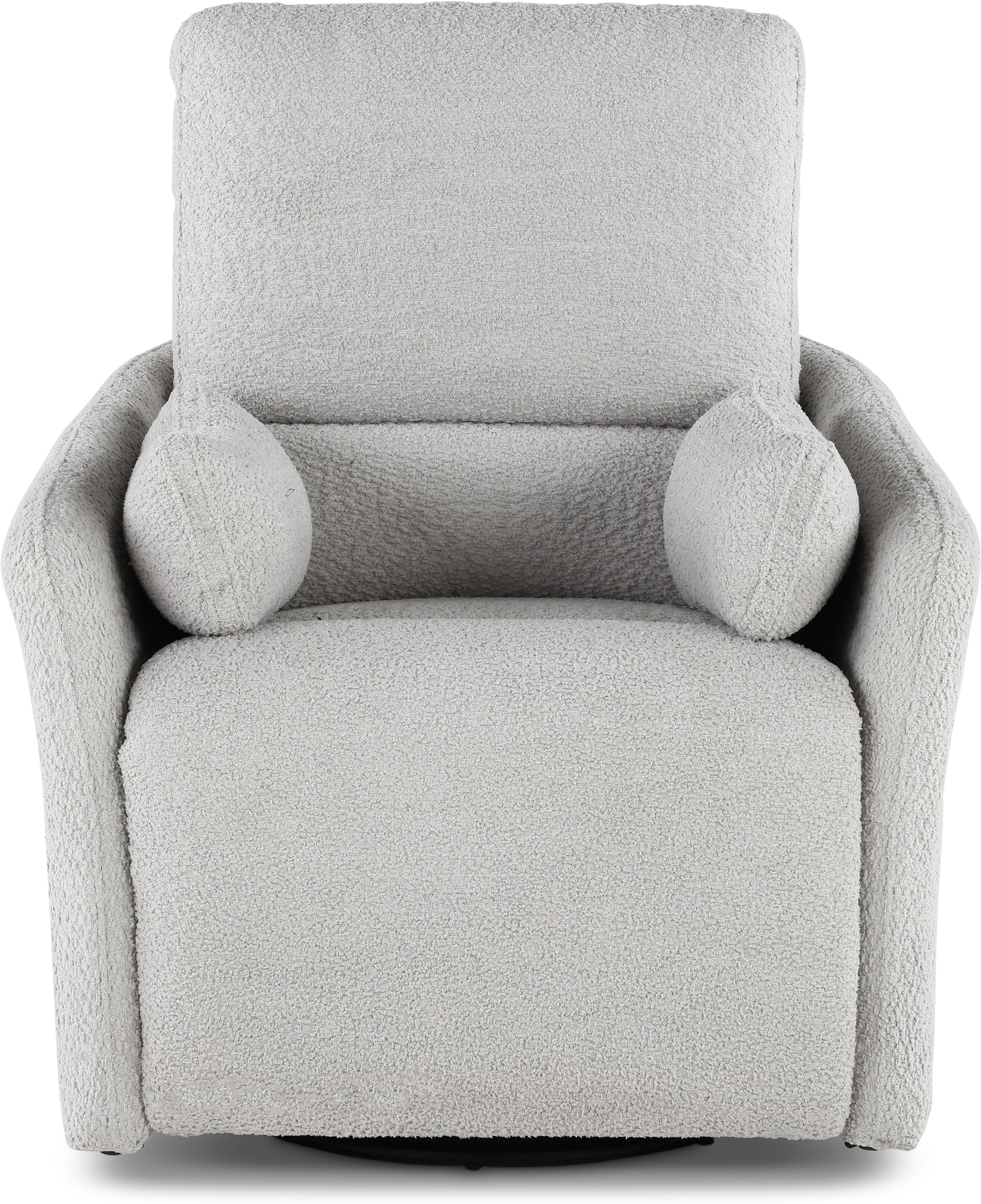 Plush Dolphin Light Gray Swivel Recliner-1