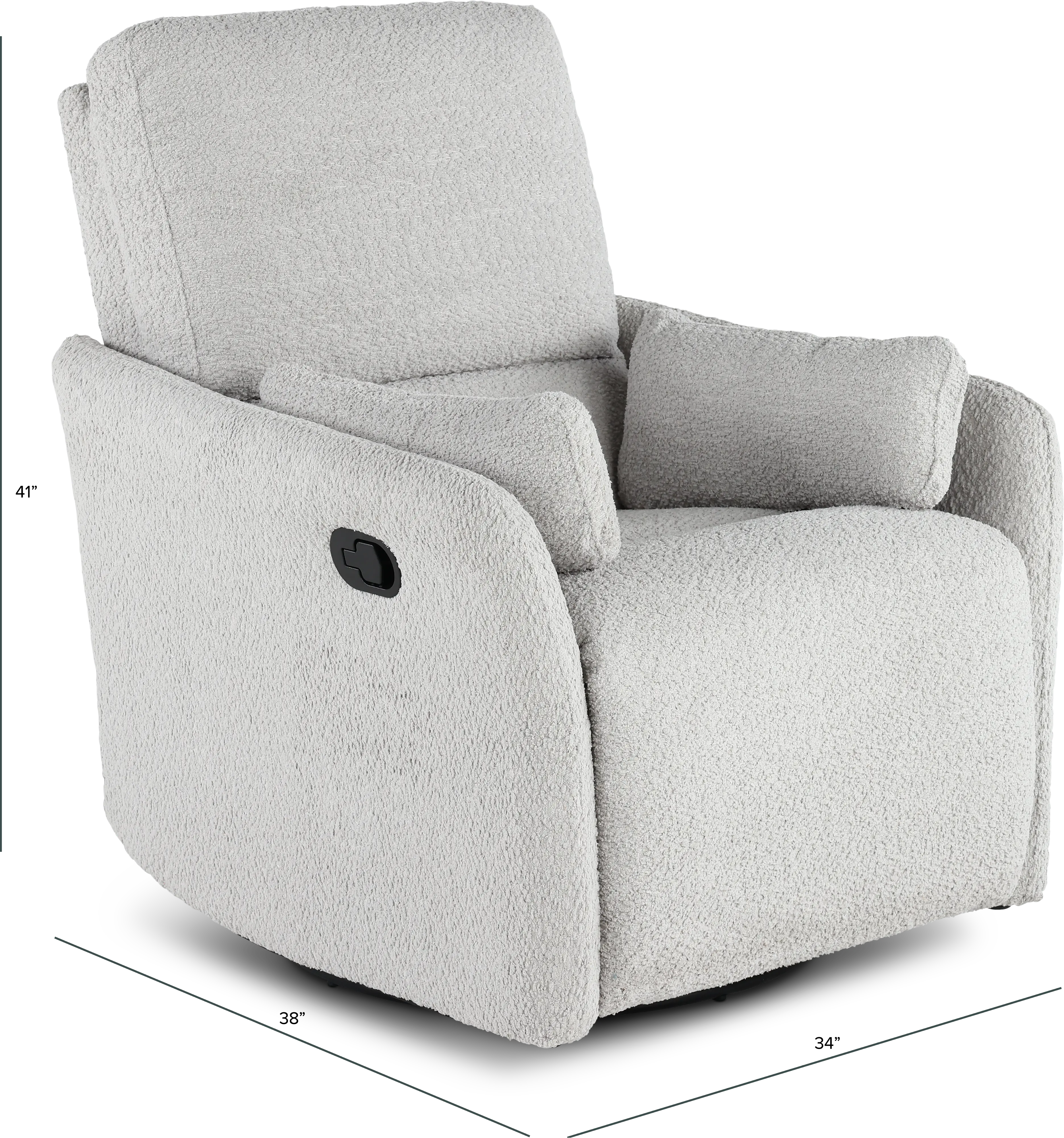 Plush Dolphin Light Gray Swivel Recliner-3