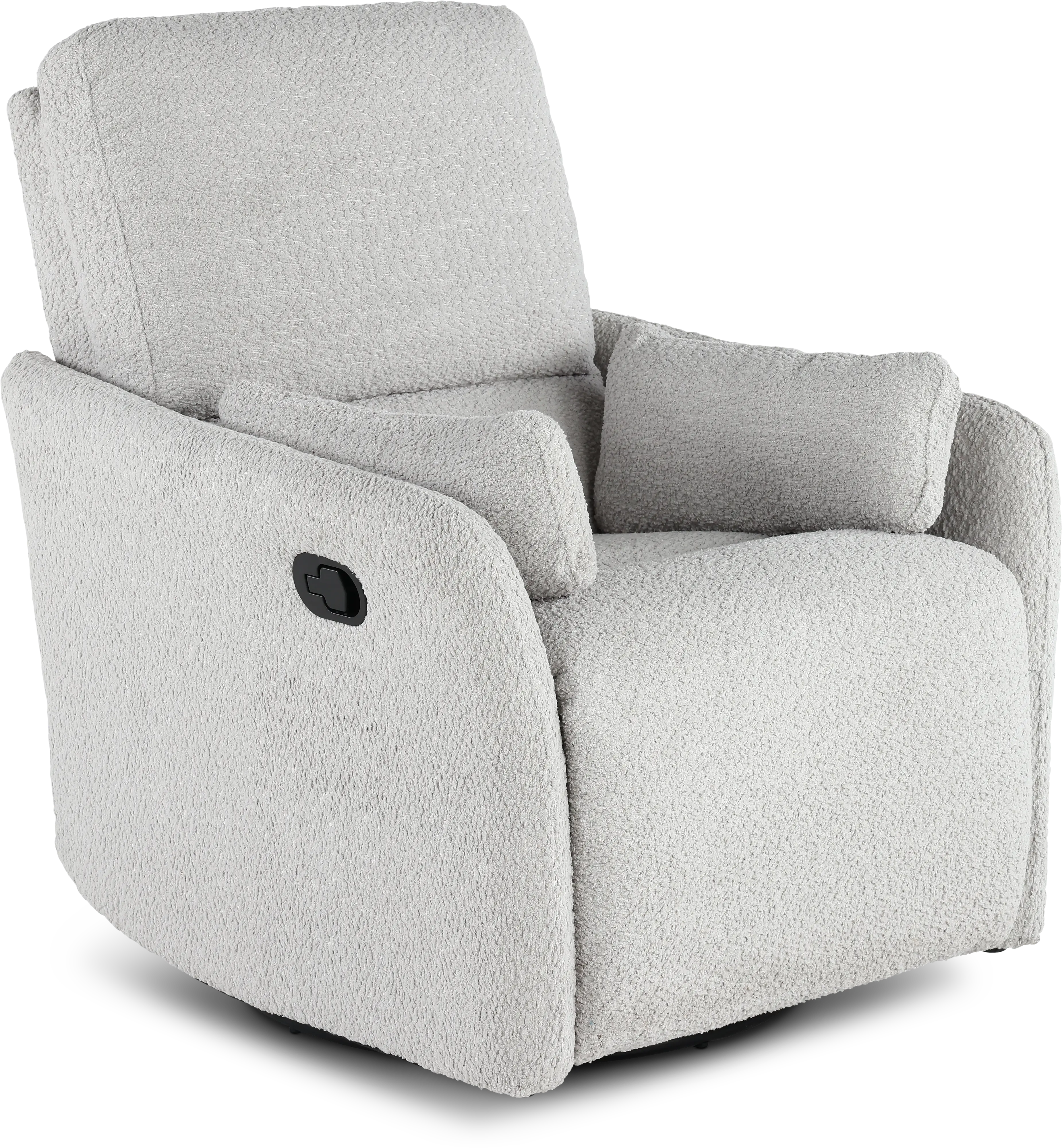 Plush Dolphin Light Gray Swivel Recliner-4