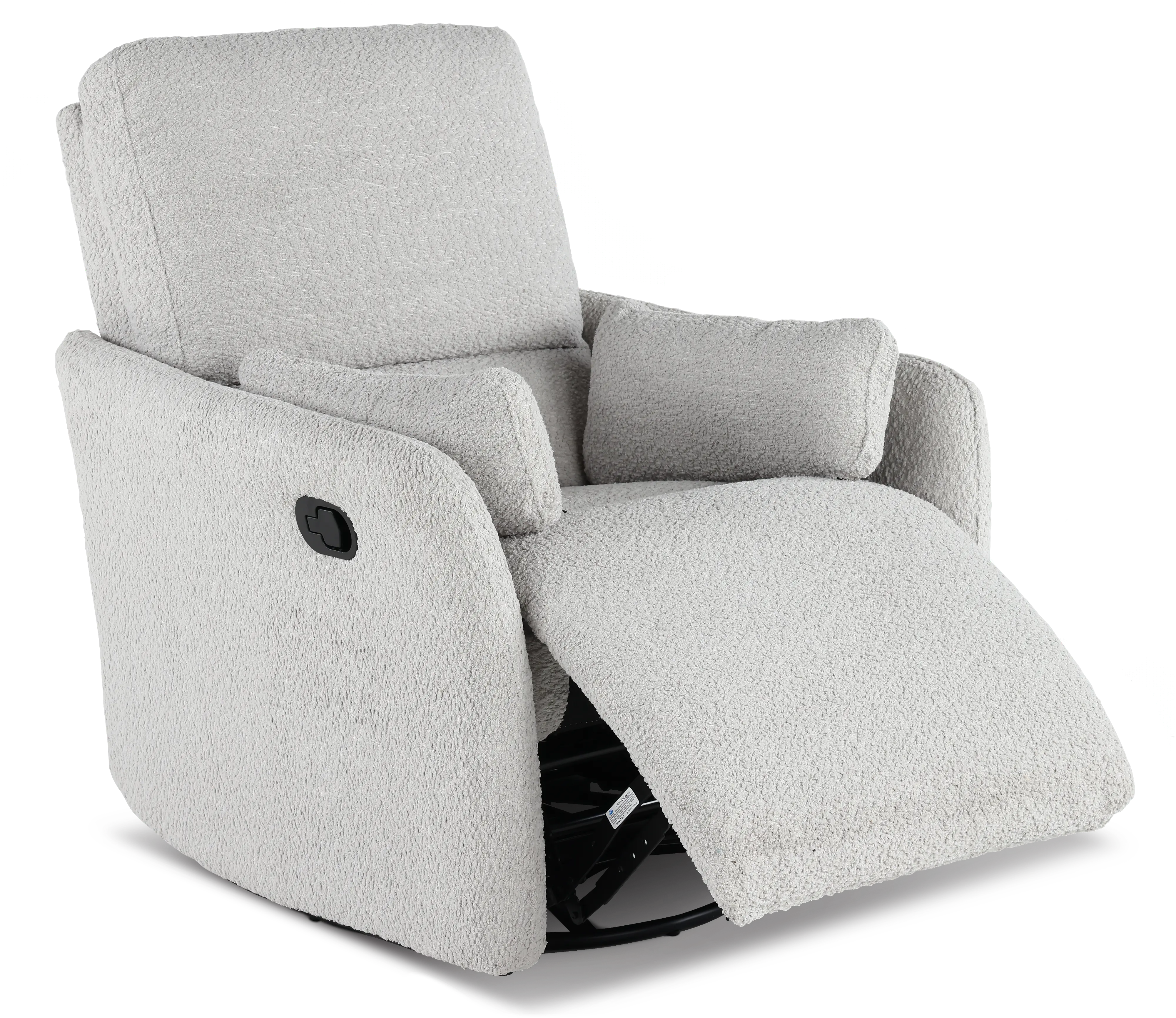 Plush Dolphin Light Gray Swivel Recliner-5