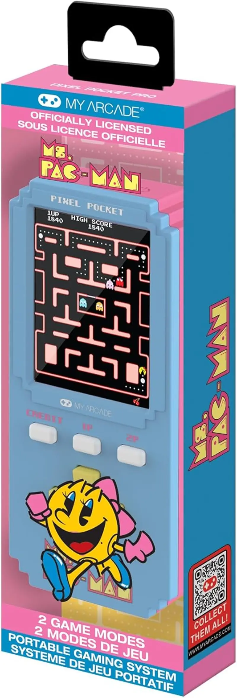 Ms. Pac-Man Pixel Pocket Pro Portable Keychain Arcade