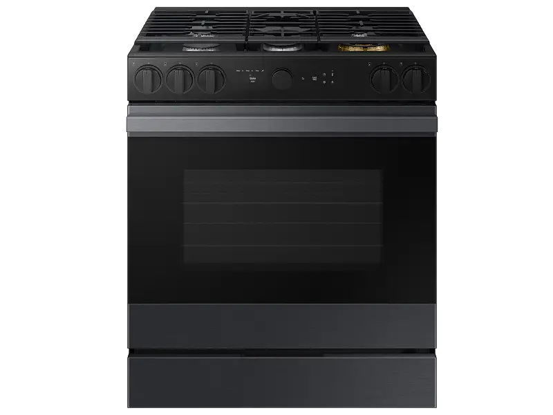 Samsung Bespoke 5-Burner Smart Slide-In Gas Range with Air Sous Vide & Air Fry - Matte Black Steel